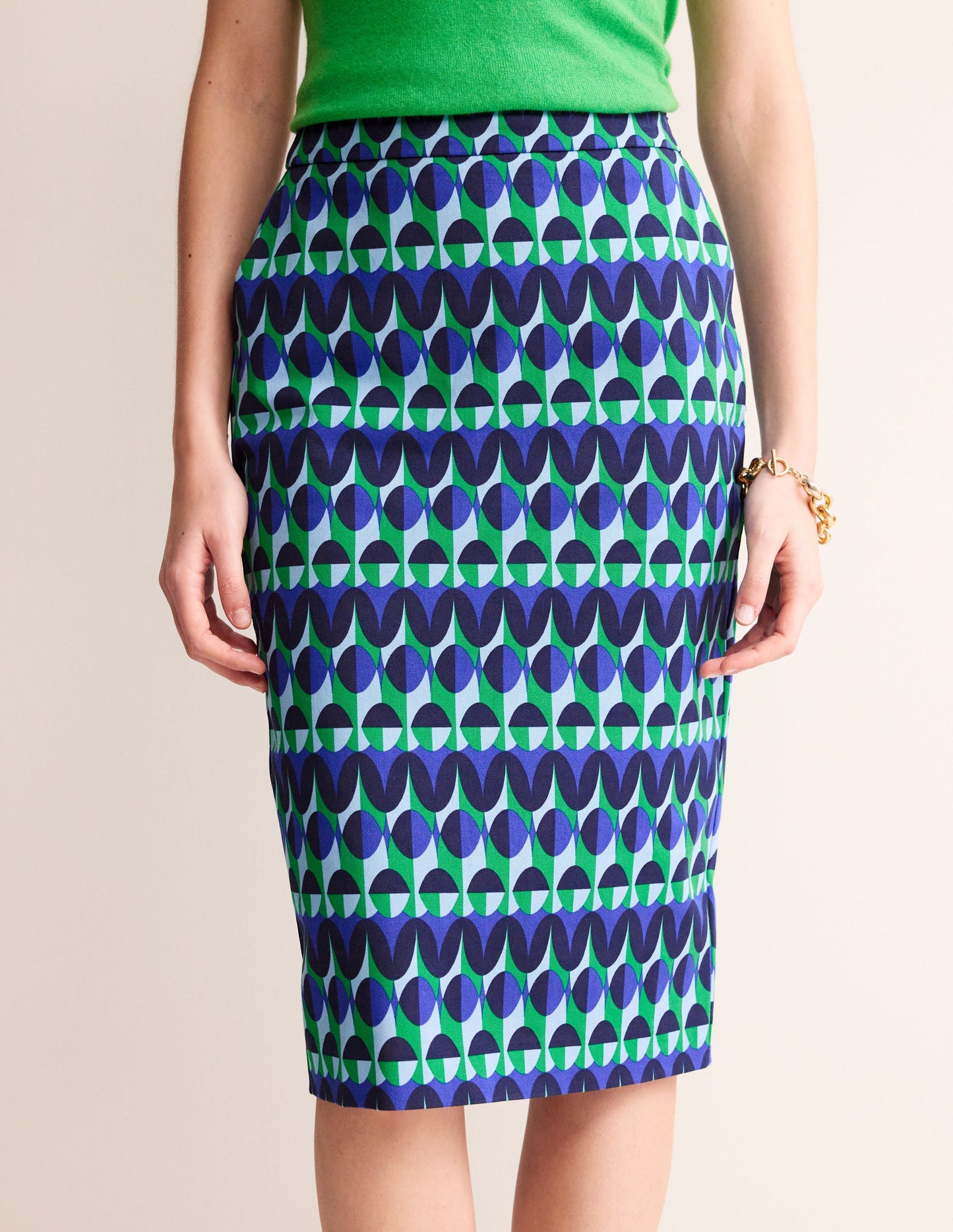 Printed Pencil Skirt-Surf The Web, Illusion