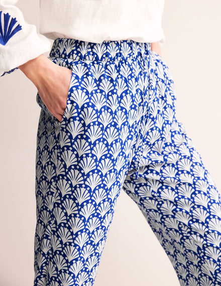 Crinkle Tapered Pants-Surf the Web and Ivory, Shells