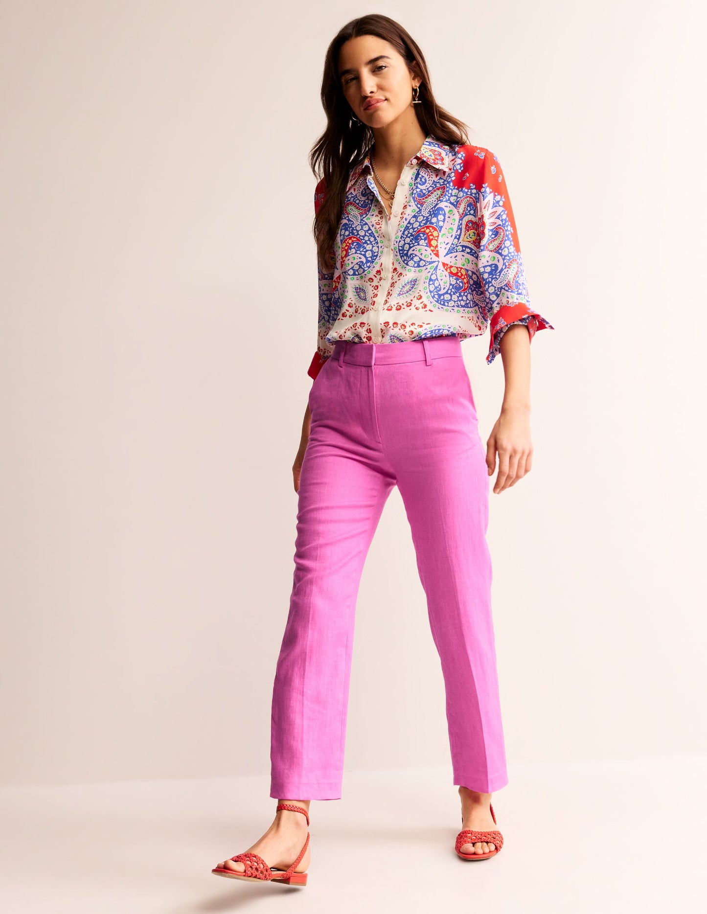 Kew Linen Pants-Sangria Sunset