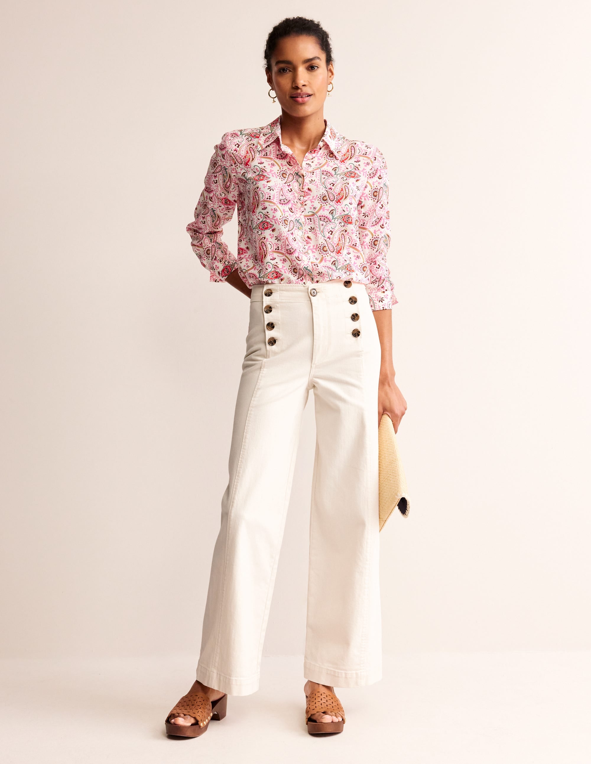 Sailor Wide Leg Pants-Ecru - Image 1