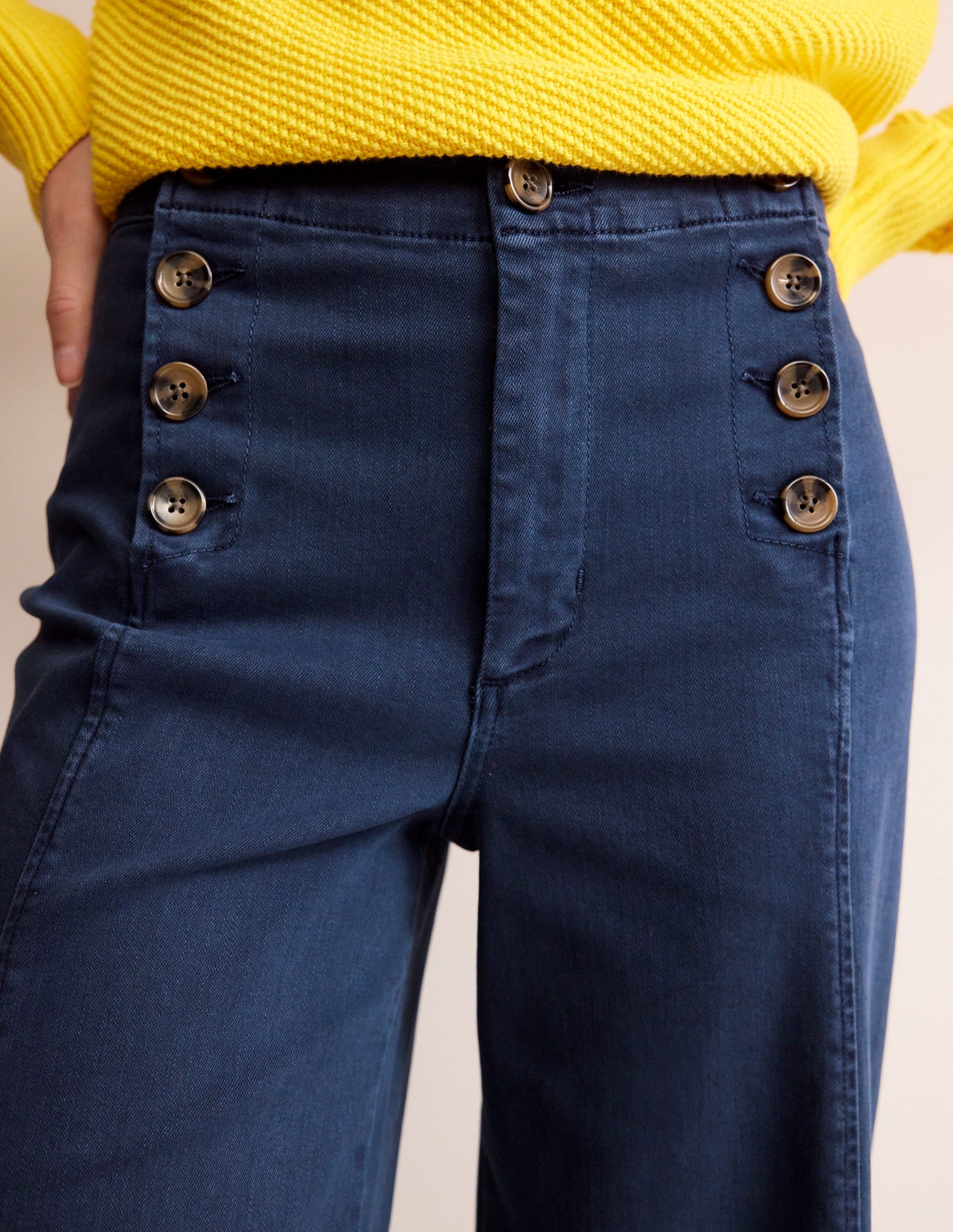 Sailor Wide Leg Pants-Navy-2