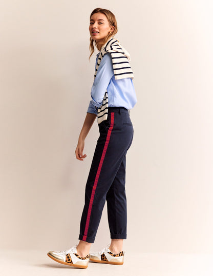 Barnsbury Chino Pants-Navy Side Stripe