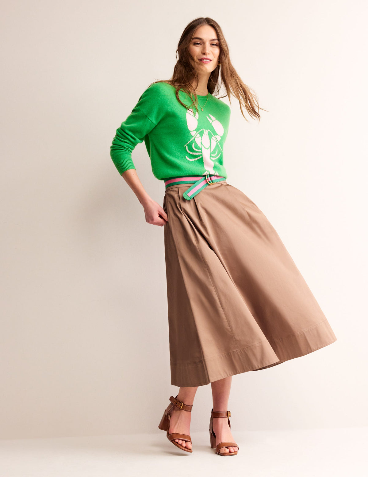 Isabella Cotton Sateen Skirt-Neutral - Image 1