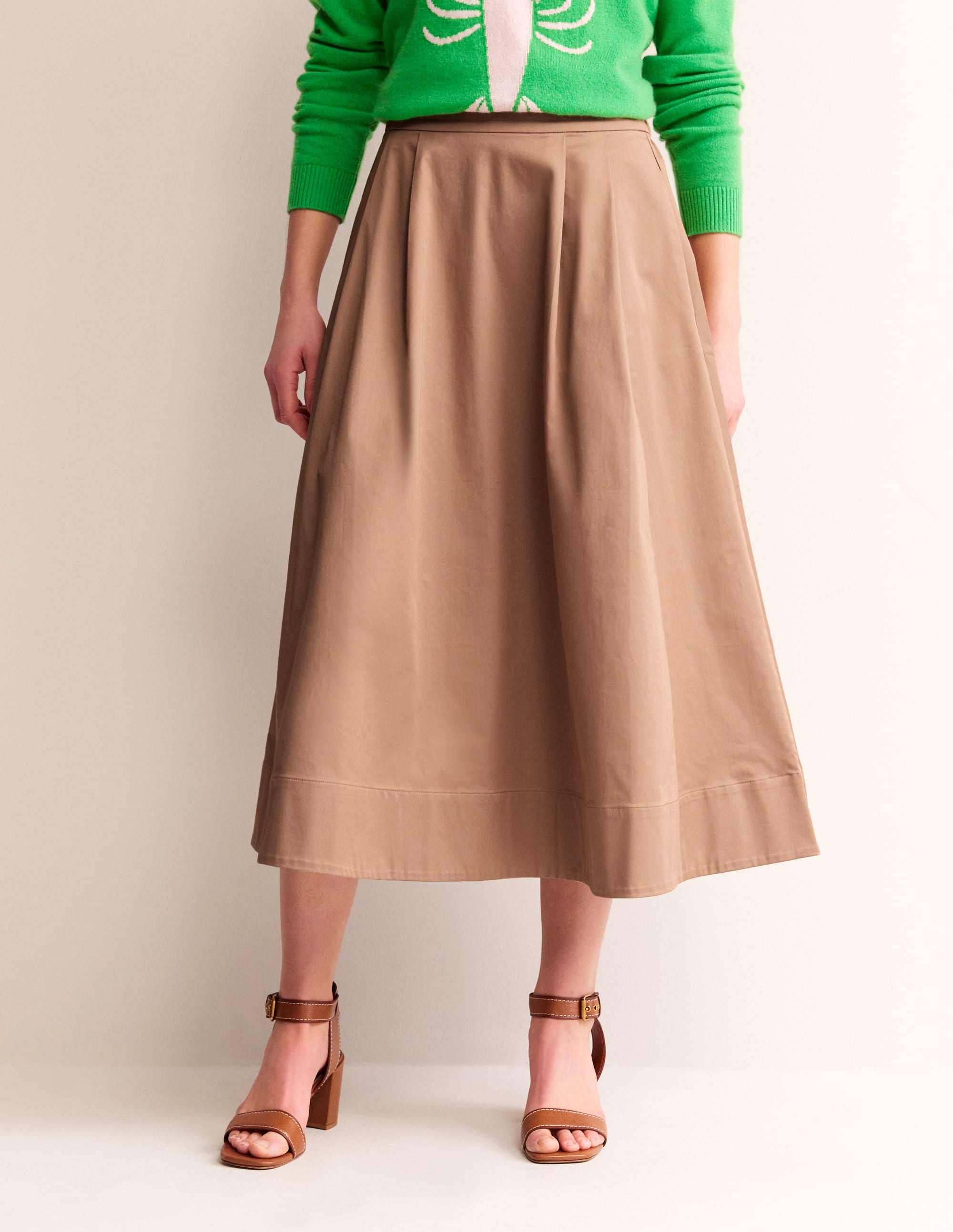 Isabella Cotton Sateen Skirt-Neutral - Image 4