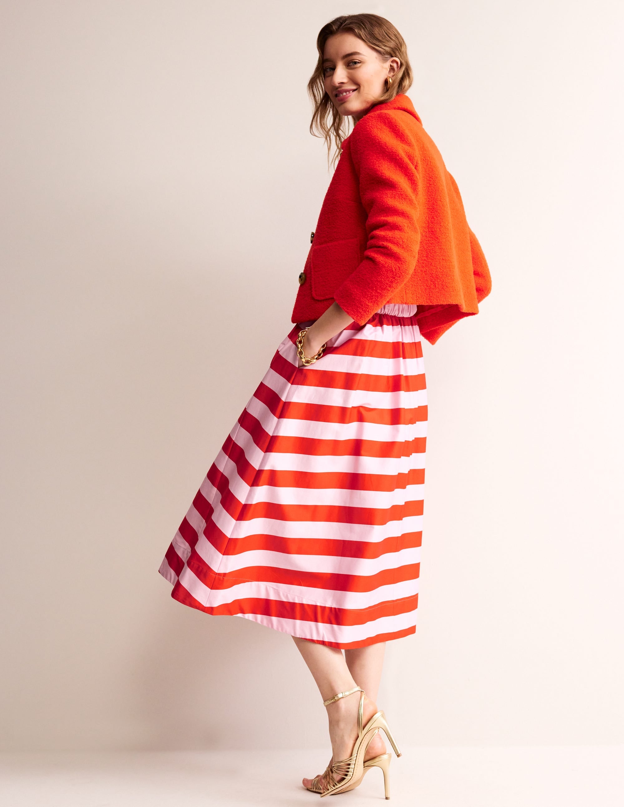 Isabella Cotton Sateen Skirt-Fiesta and Orchid Pink Stripe - Image 1