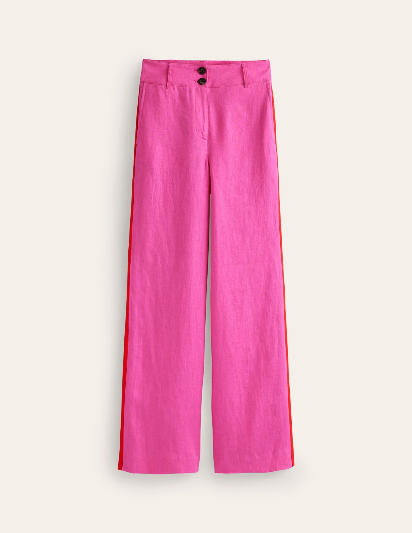 Westbourne Linen Pants-Pop Pansy, Red Side Stripe