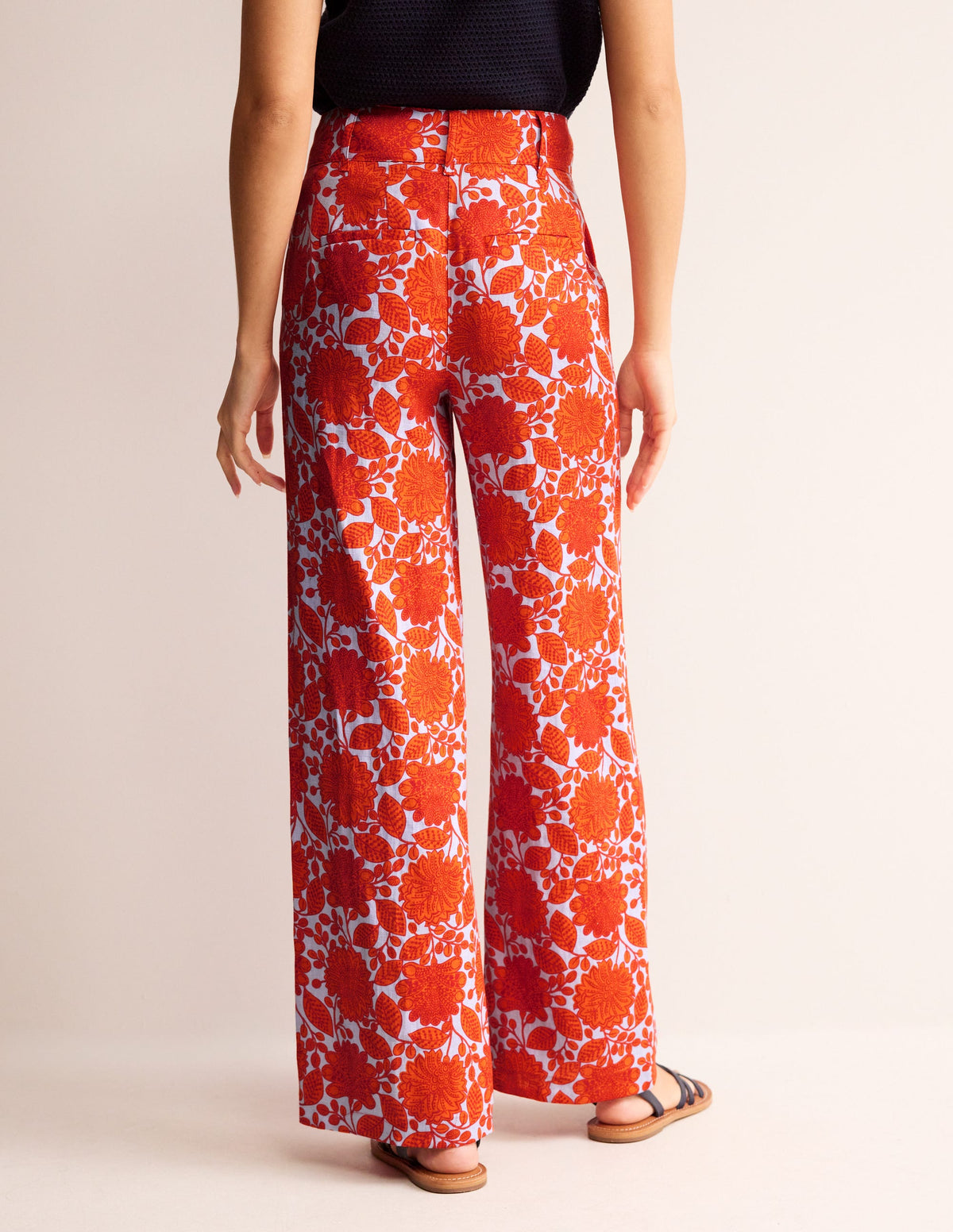 Westbourne Linen Pants-Firecracker, Gardenia Swirl-3