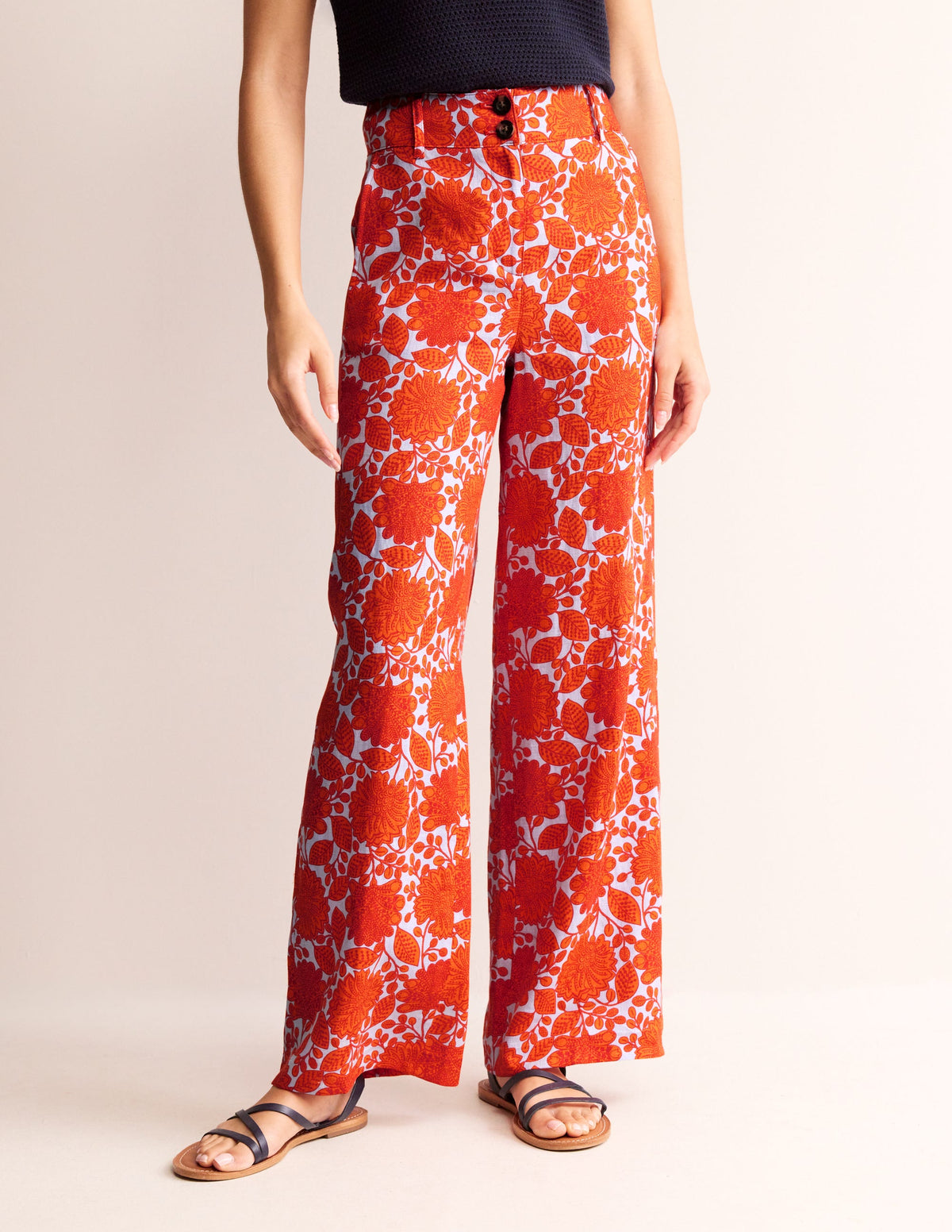 Westbourne Linen Pants-Firecracker, Gardenia Swirl - Image 4