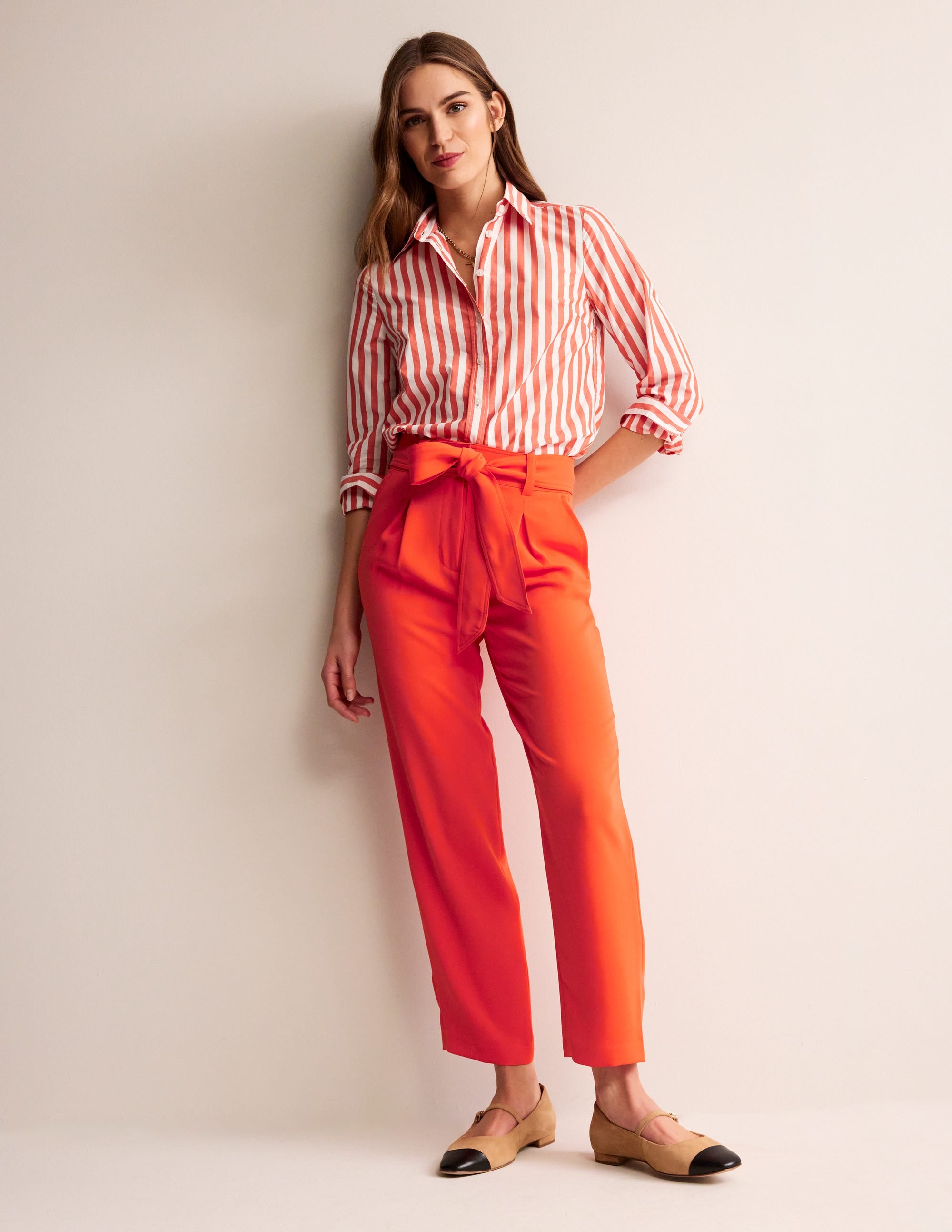 Tapered Tie Waist Trousers-Fiesta - Image 1
