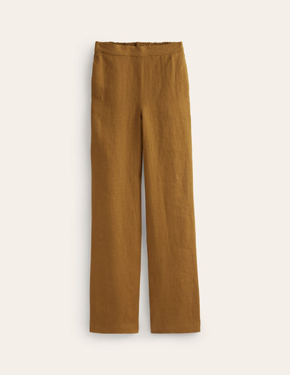 Hampstead Linen Pants-Bronze Brown