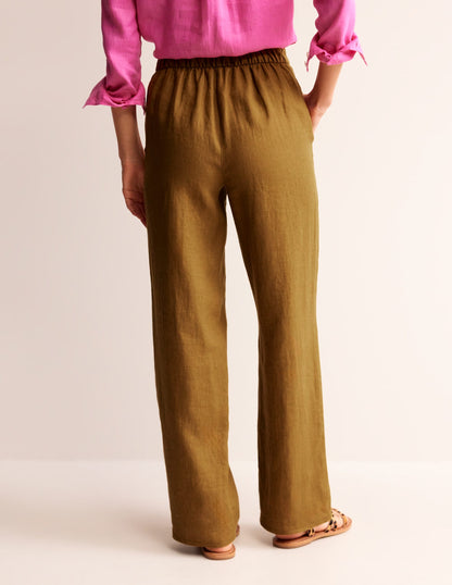 Hampstead Linen Pants-Bronze Brown