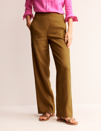 Hampstead Linen Pants-Bronze Brown