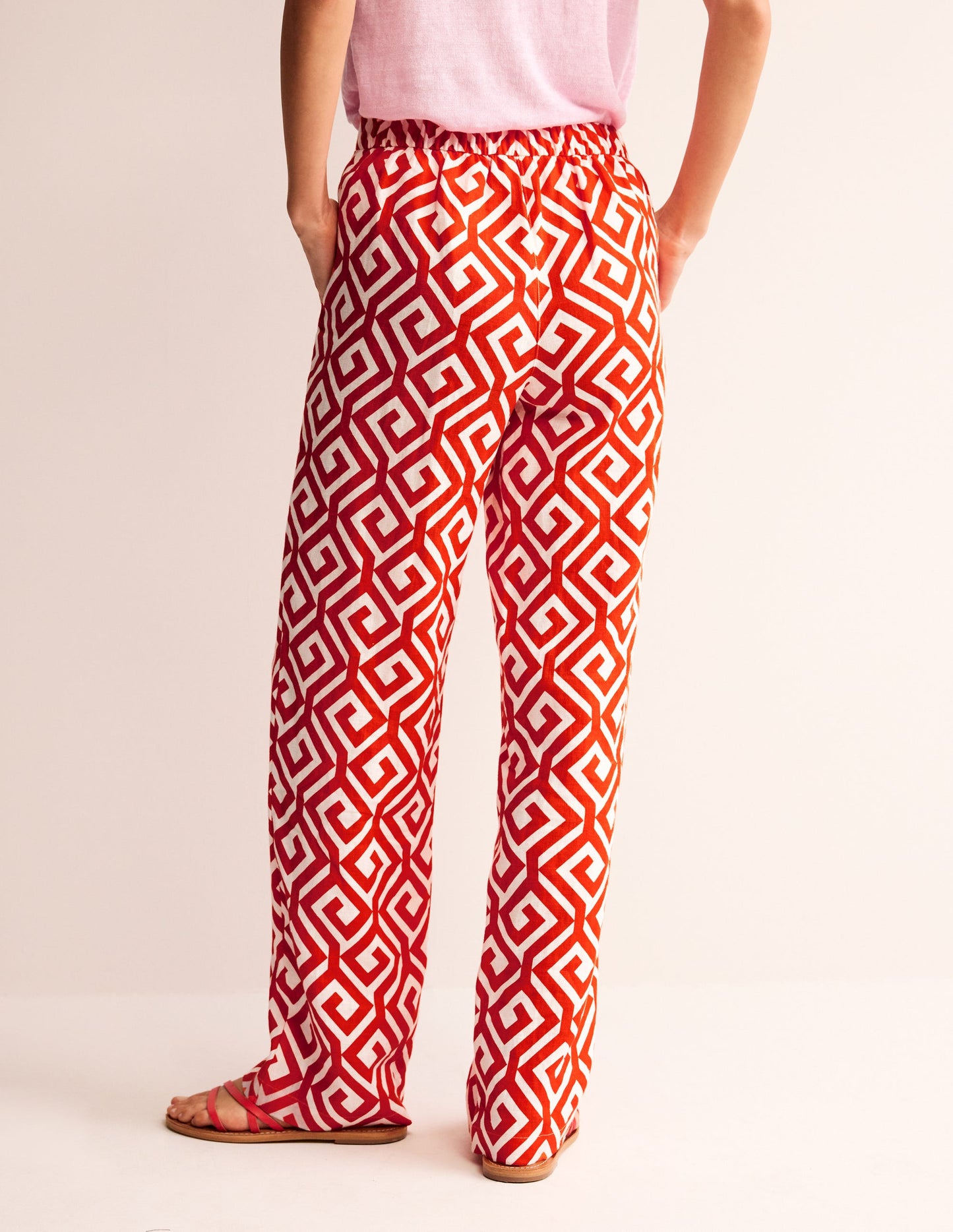 Hampstead Linen Pants-Flame Scarlet, Maze