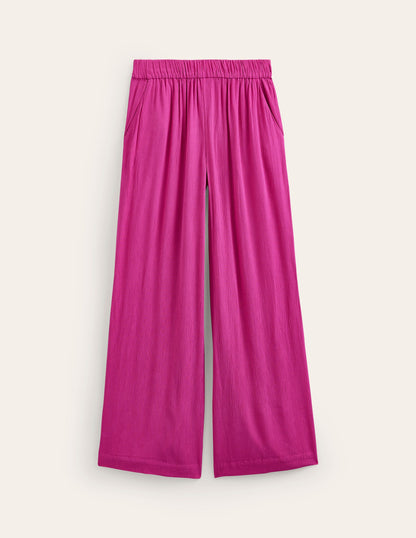 Crinkle Wide Pants-Phlox Pink