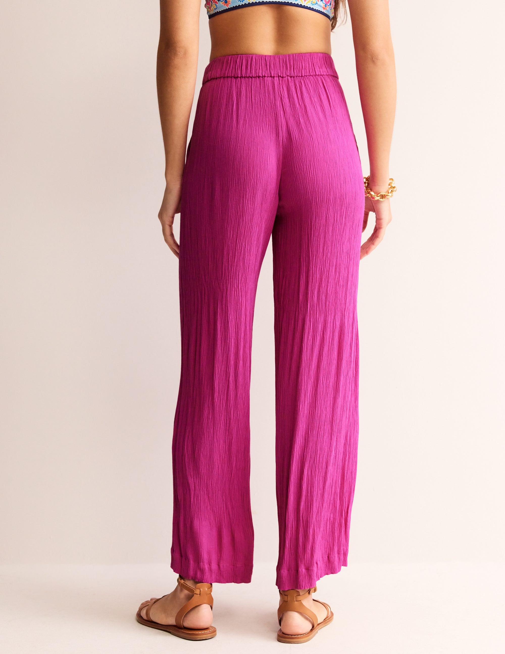 Crinkle Wide Pants-Phlox Pink - Image 3