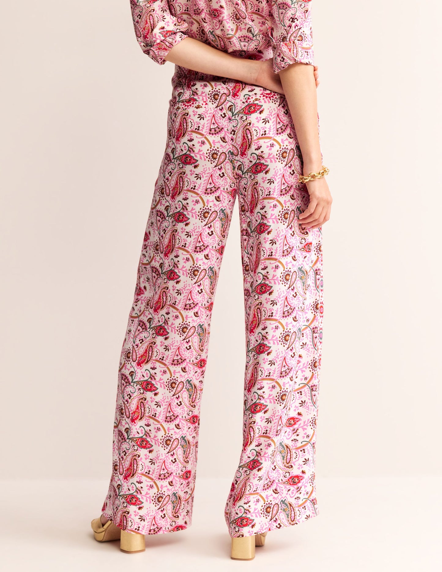 Palazzo Fluid Crepe Pants-Multi, Floret Paisley