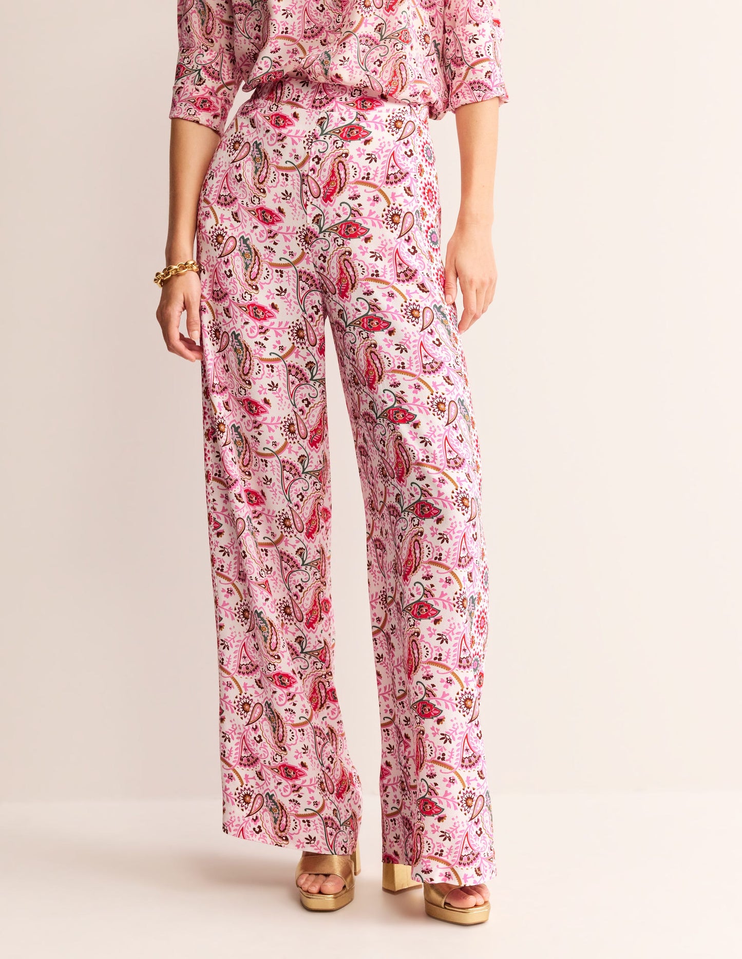 Palazzo Fluid Crepe Pants-Multi, Floret Paisley