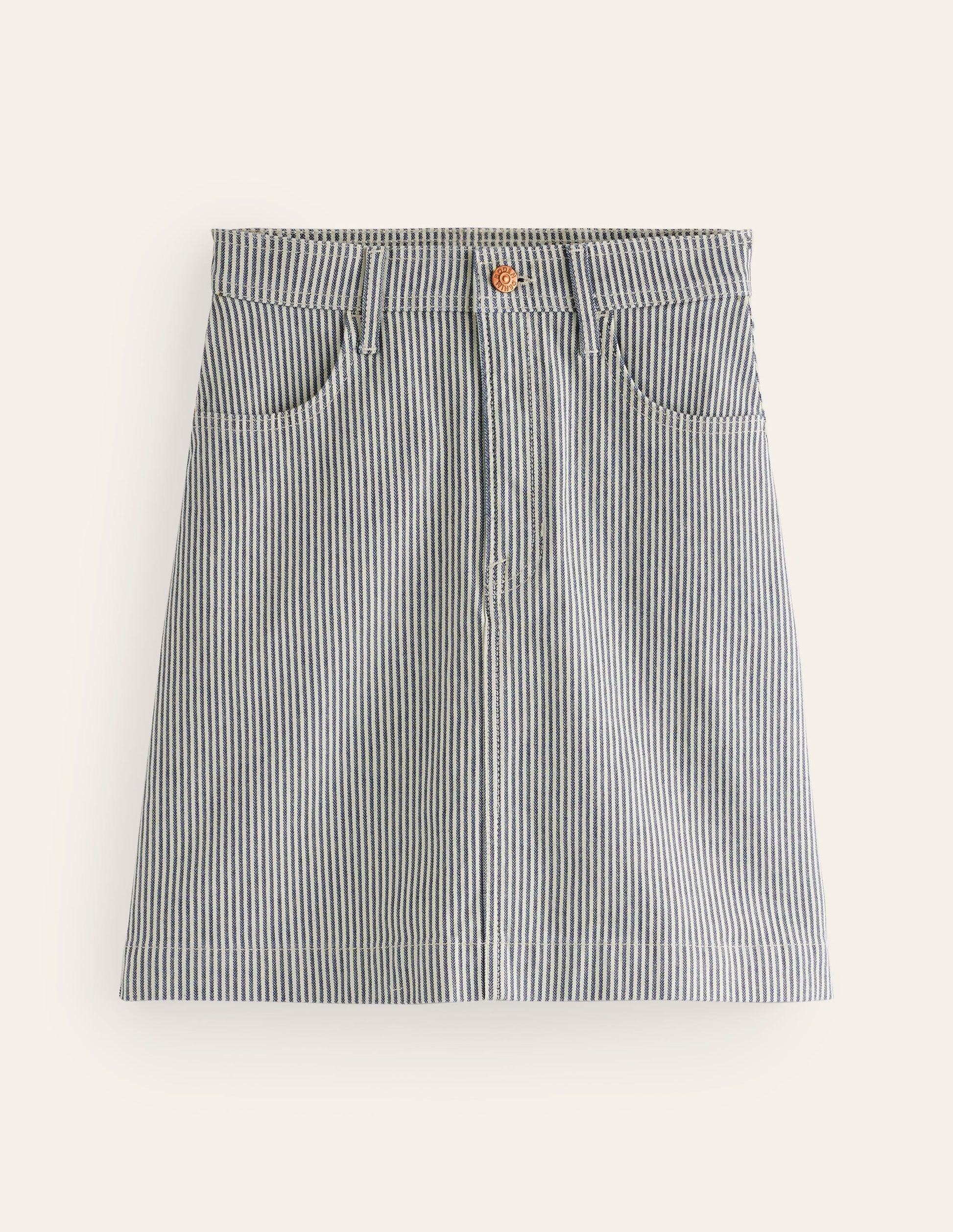 Nell Denim Mini Skirt-Blue Stripe-5