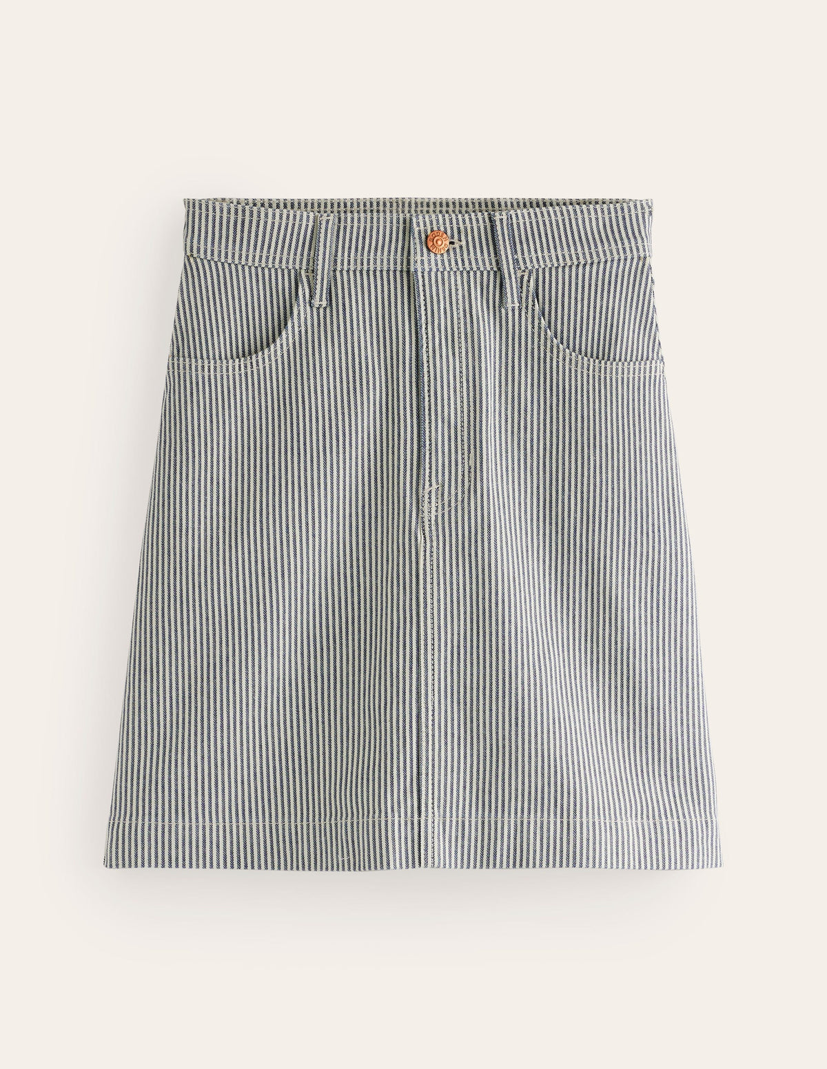 Nell Denim Mini Skirt-Blue Stripe - Image 5