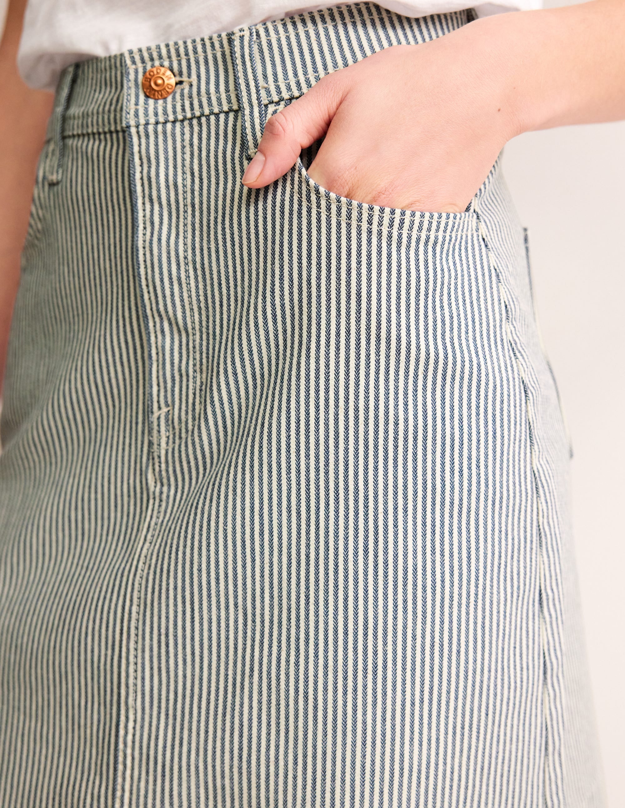 Nell Denim Mini Skirt-Blue Stripe - Image 2
