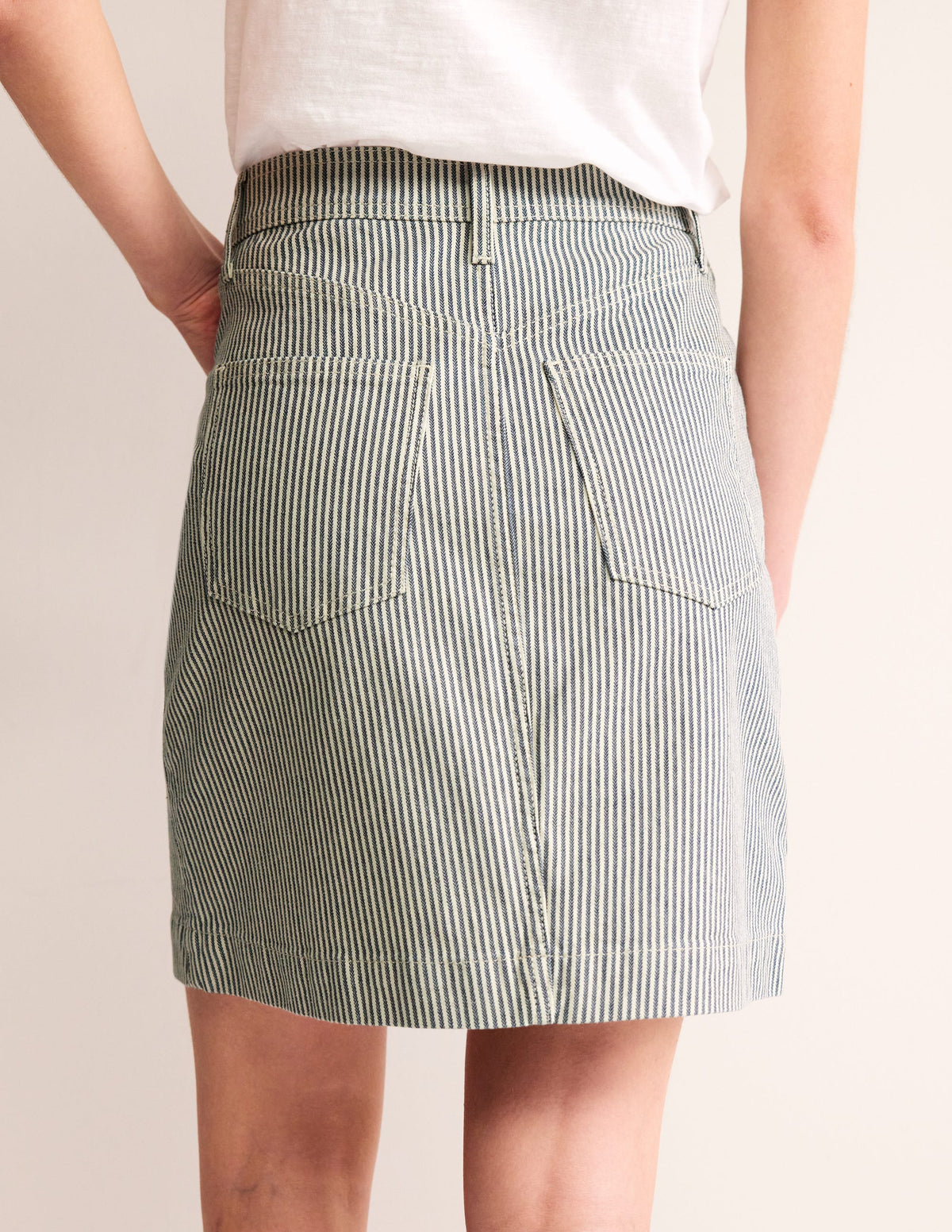 Nell Denim Mini Skirt-Blue Stripe-3