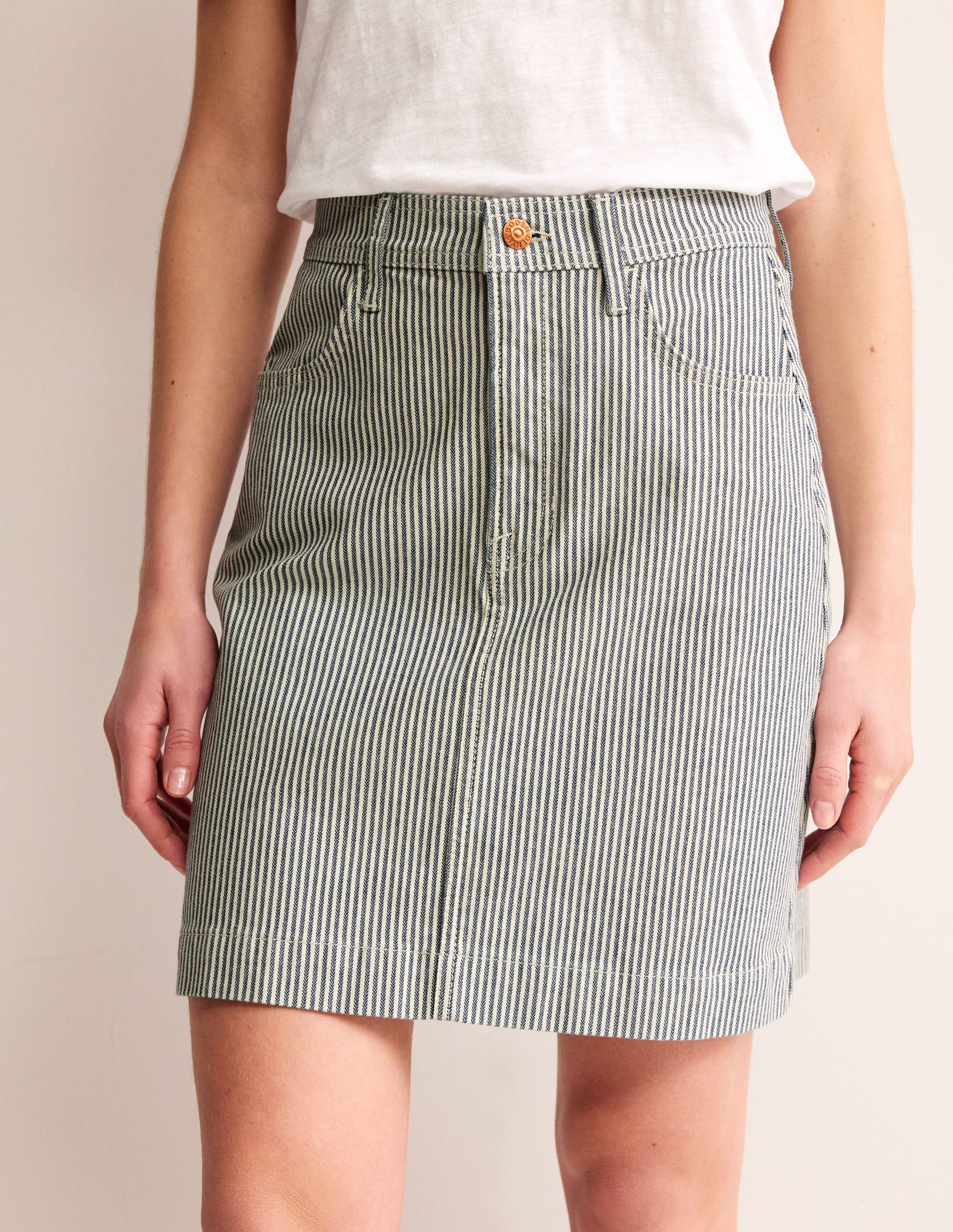 Nell Denim Mini Skirt-Blue Stripe-4