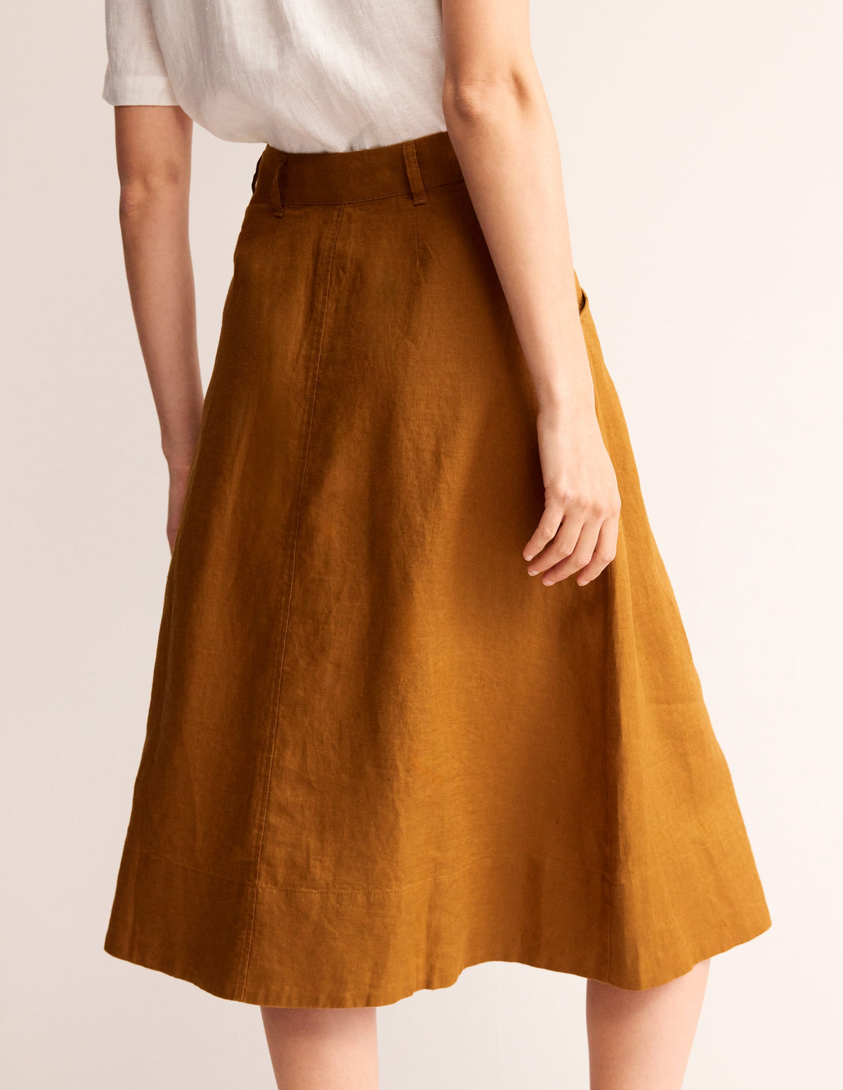 Petra Linen Midi Skirt-Bronze Brown - Image 3