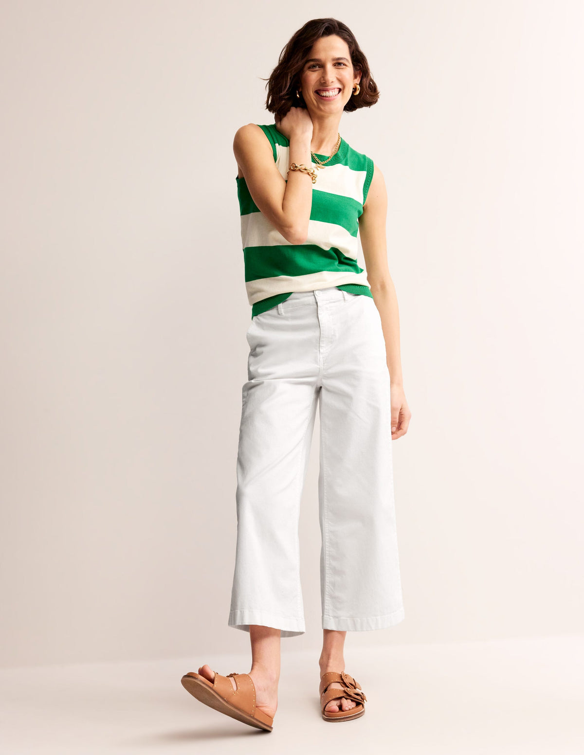 Barnsbury Crop Chino Pants-White - Image 1