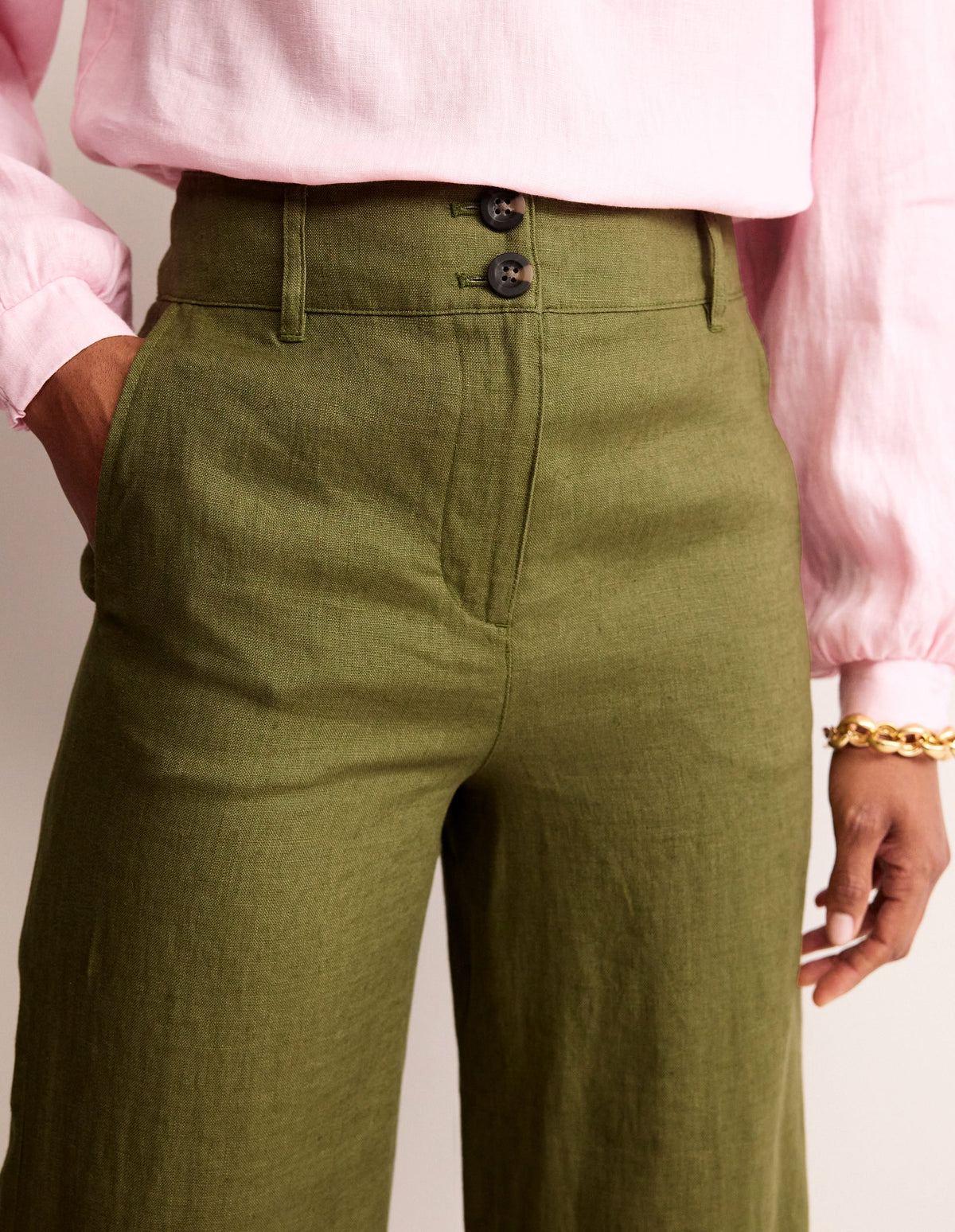 Westbourne Cropped Linen Pants-Mayfly-2