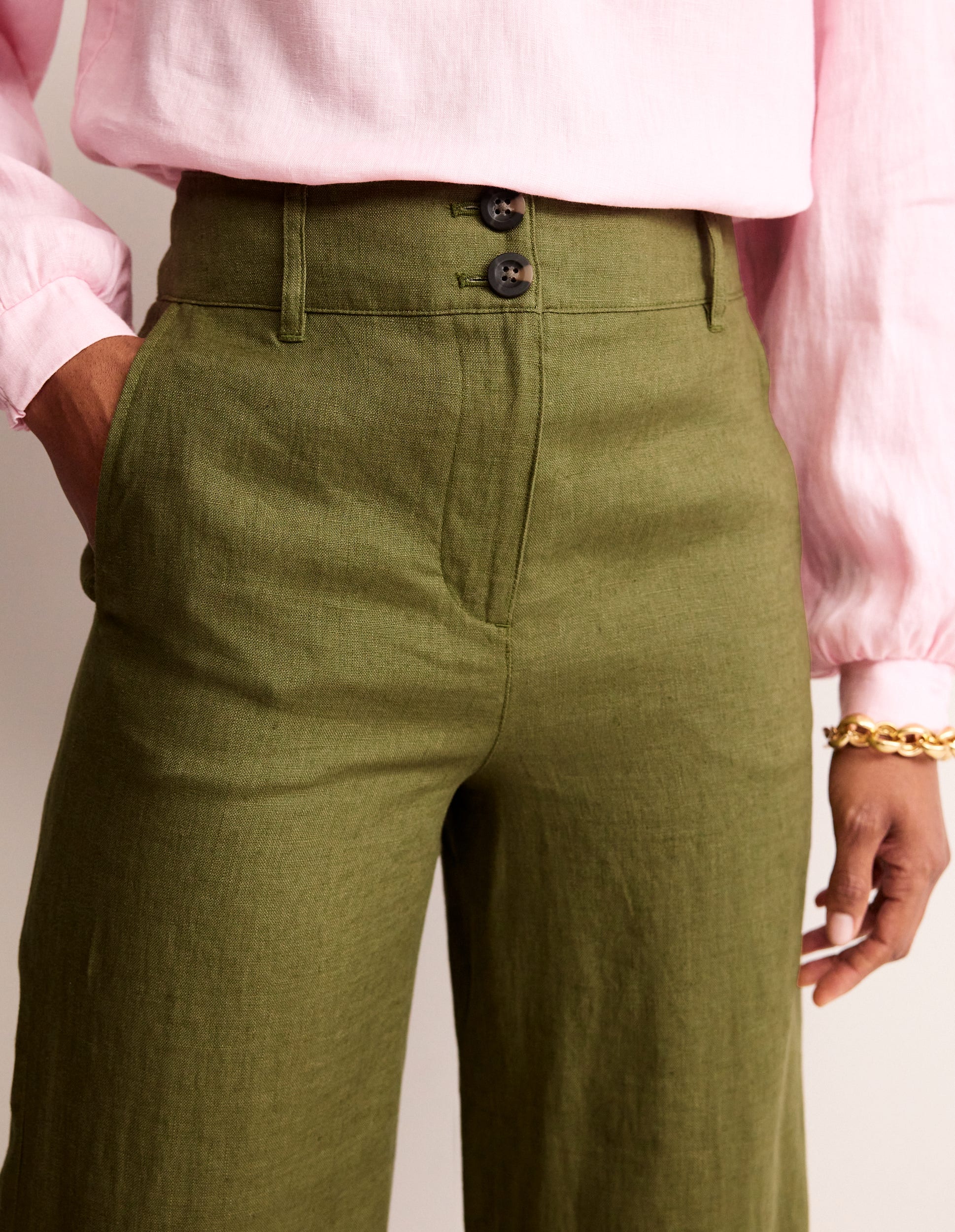 Westbourne Cropped Linen Pants-Mayfly - Image 2