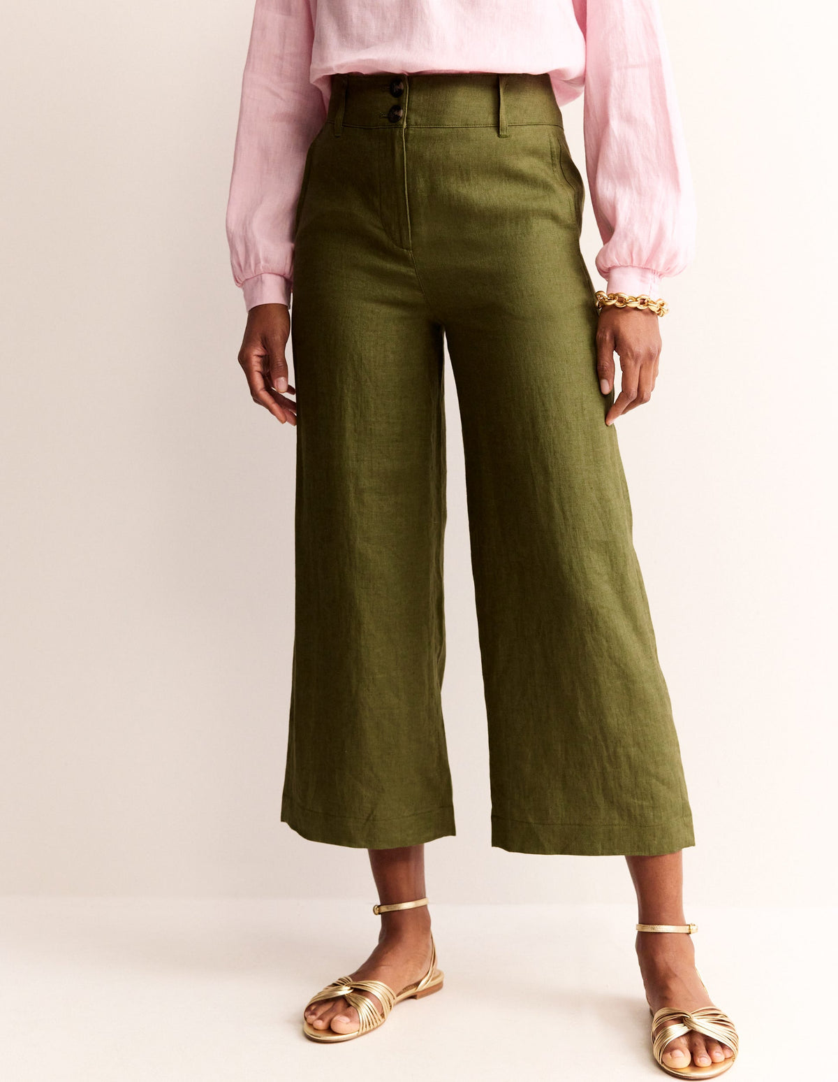 Westbourne Cropped Linen Pants-Mayfly - Image 4