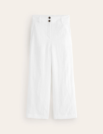 Westbourne Cropped Linen Pants-White