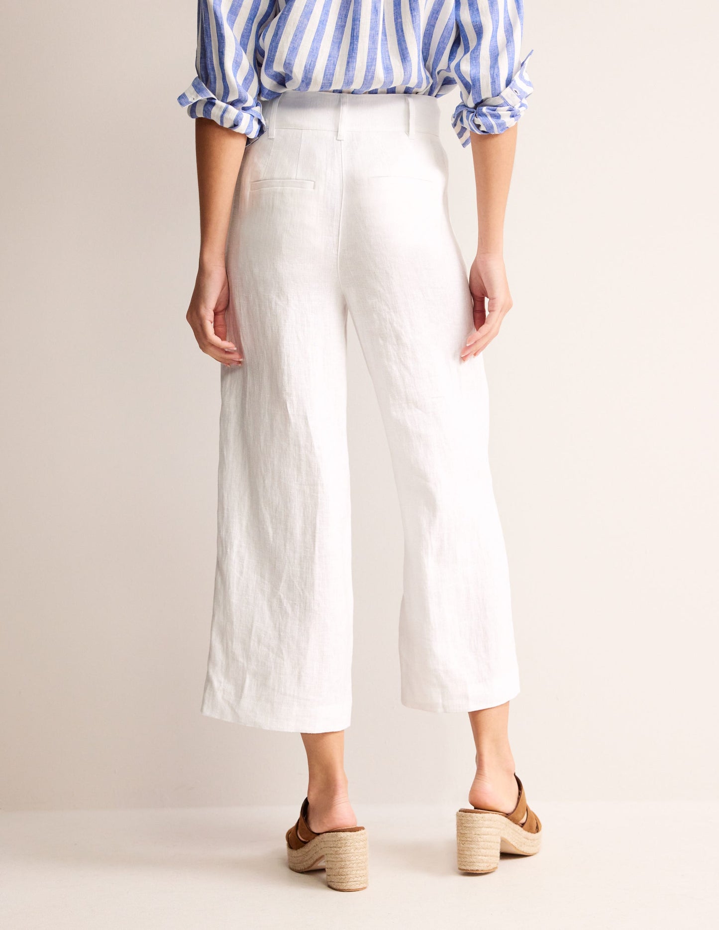 Westbourne Cropped Linen Pants-White