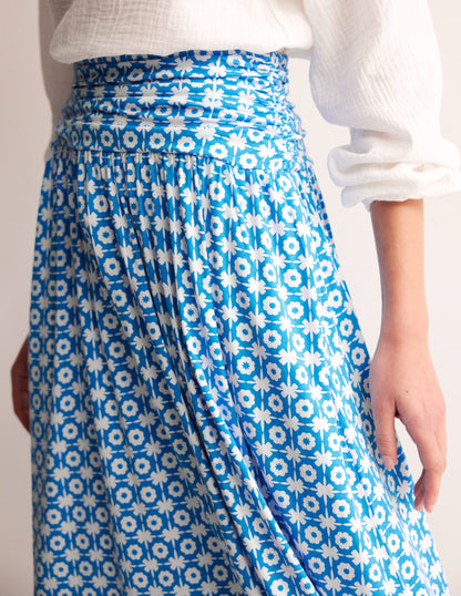 Rosaline Jersey Skirt-Brilliant Blue, Blossom Tile