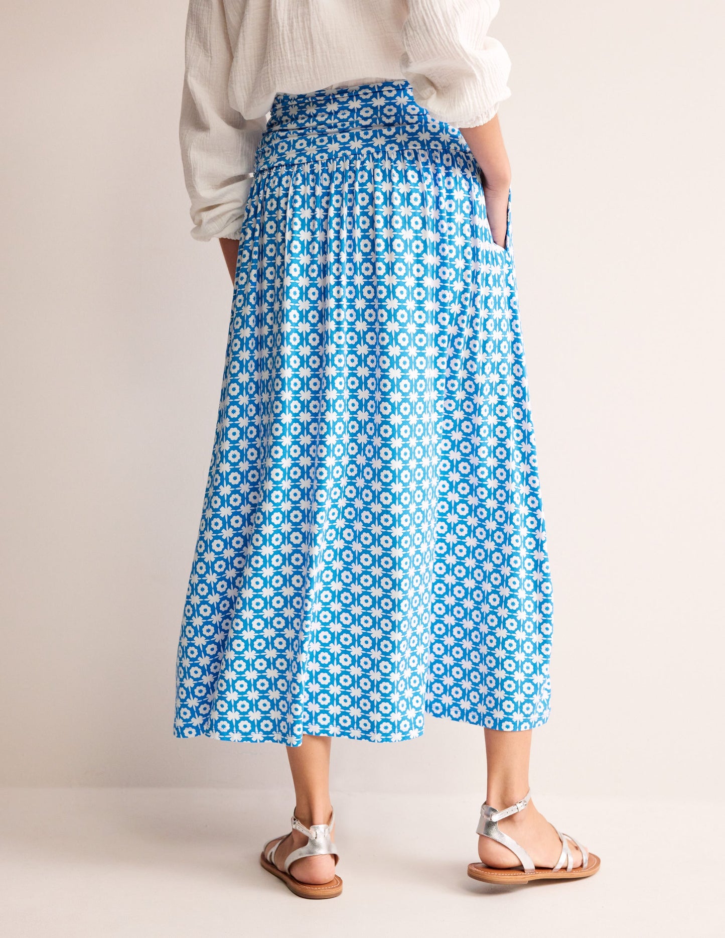 Rosaline Jersey Skirt-Brilliant Blue, Blossom Tile