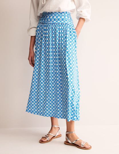 Rosaline Jersey Skirt-Brilliant Blue, Blossom Tile