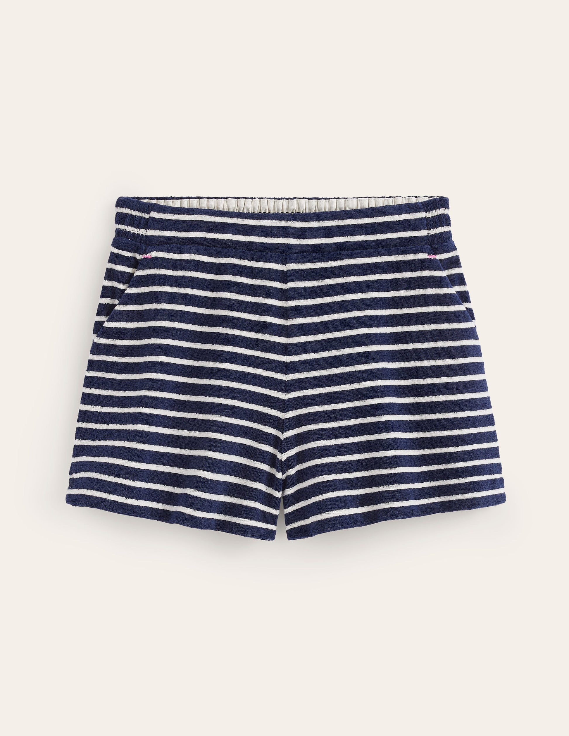 Towelling Shorts-Navy/Ivory Stripe-5