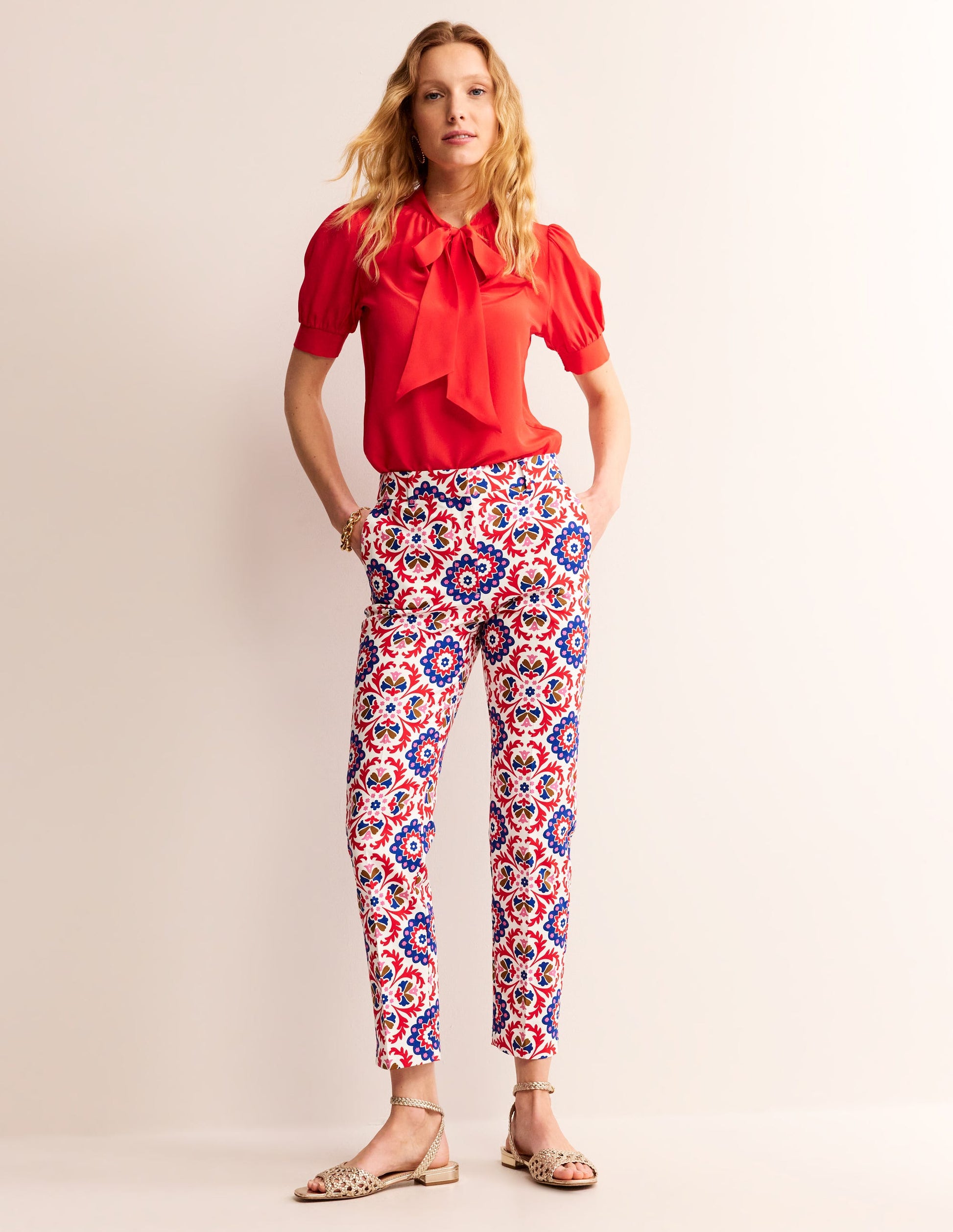 Highgate Cotton Sateen Pants-Rubicondo, Mosaic Bloom-1