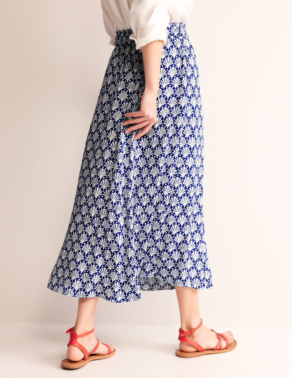 Crinkle Midi Skirt-Surf the Web, Ivory Shells-3