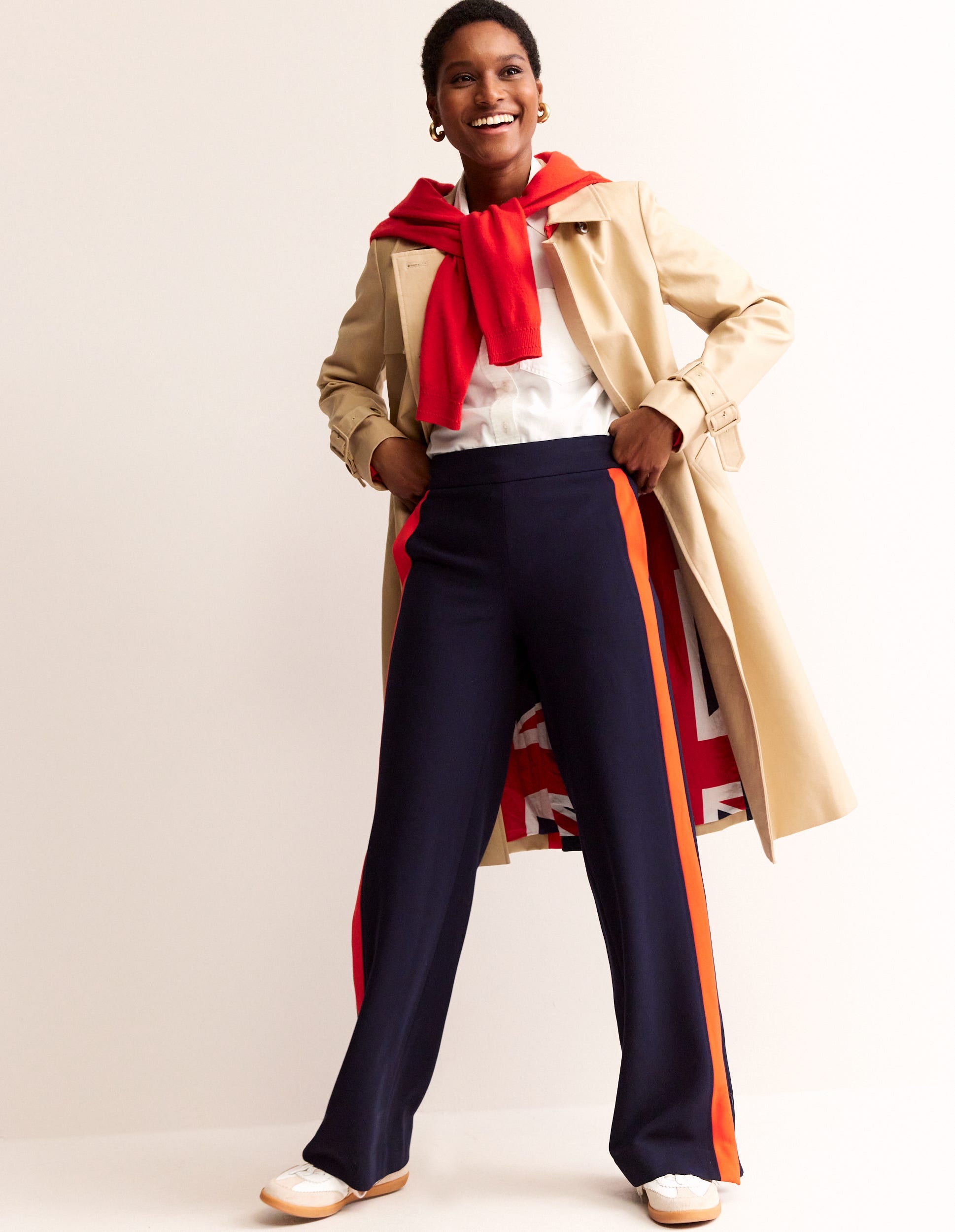 Side Stripe Pull-on Pants-Navy with Red Stripe - Image 1