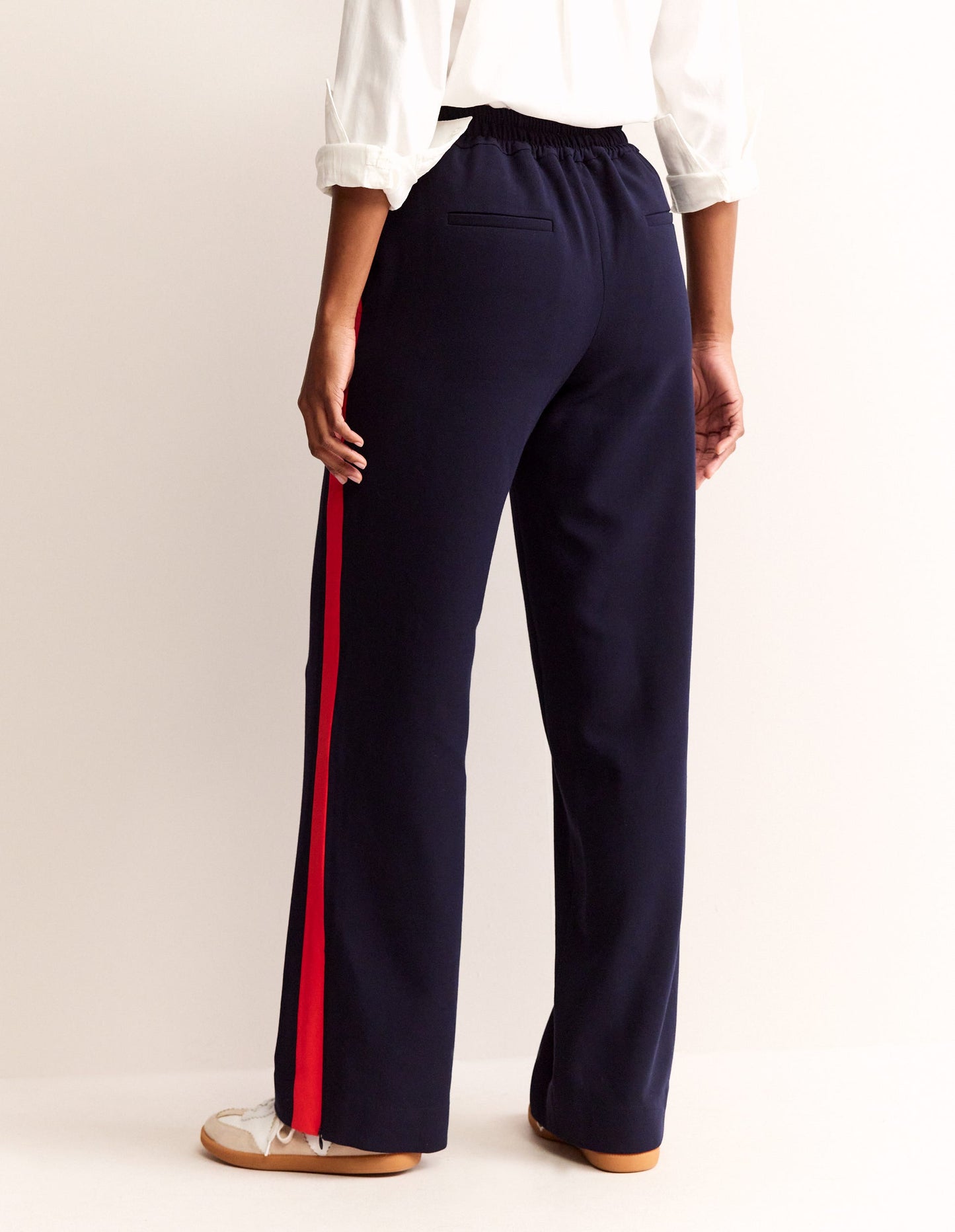 Side Stripe Pull-on Pants-Navy with Red Stripe