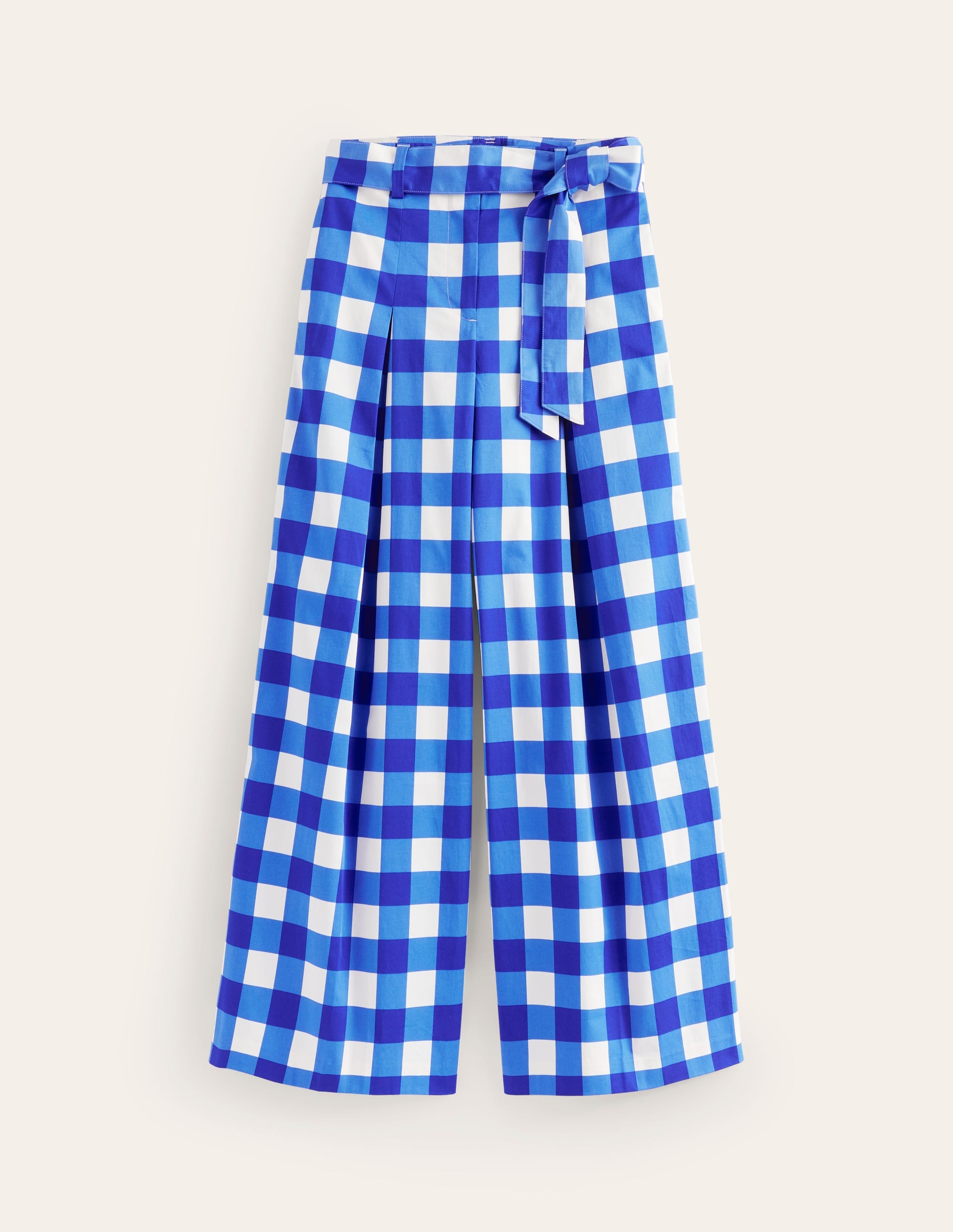 Palazzo Cotton Sateen Pants-Nautical Blue & Ivory Gingham - Image 5