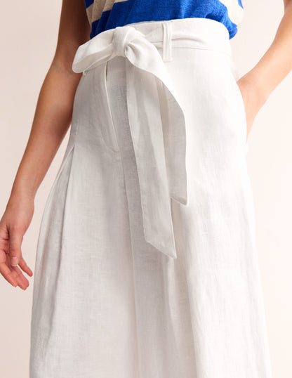 Palazzo Linen Pants-White