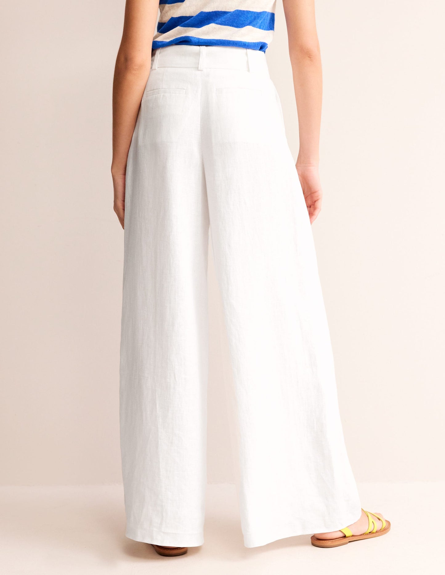 Palazzo Linen Pants-White