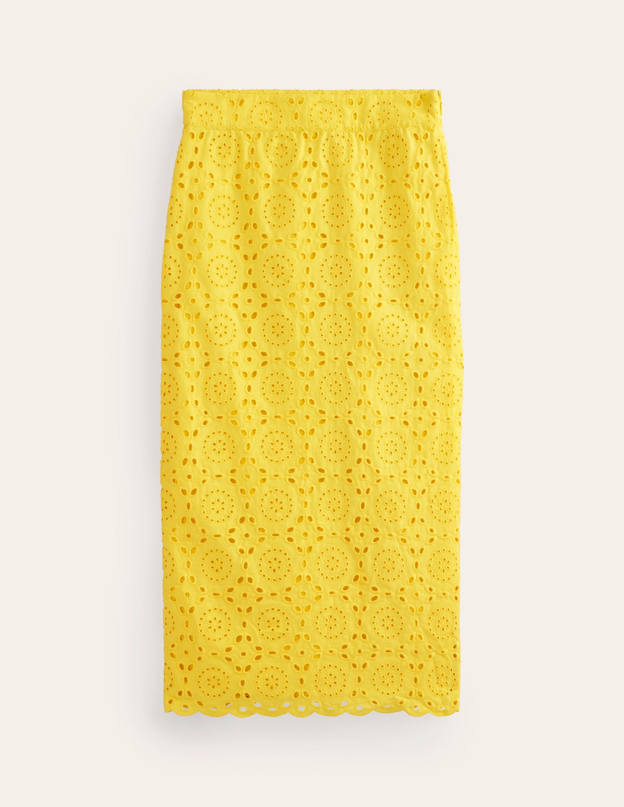 Broderie Column Skirt-Vibrant Yellow - Image 5