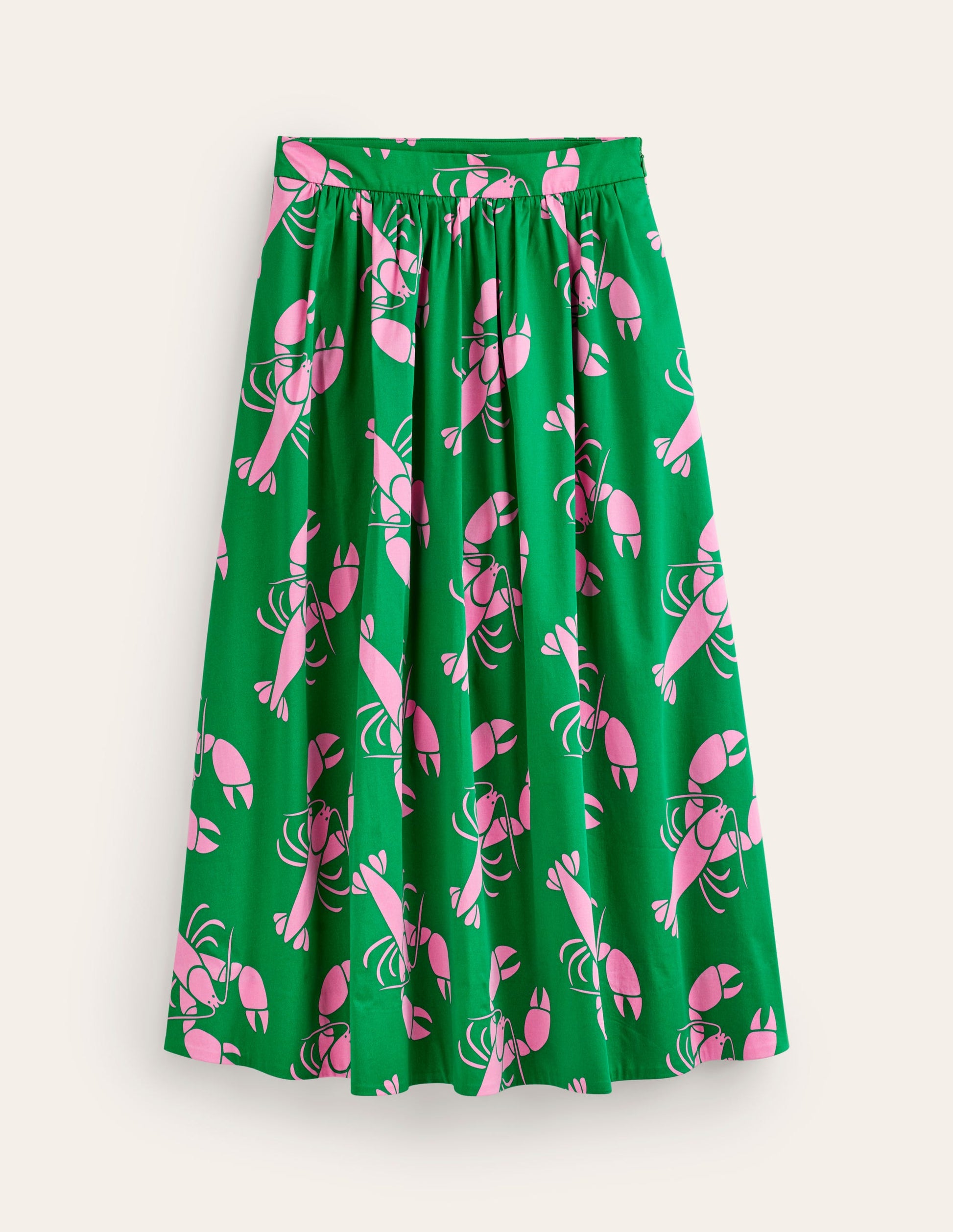Layla Cotton Sateen Skirt-Green Tambourine, Lobster-5