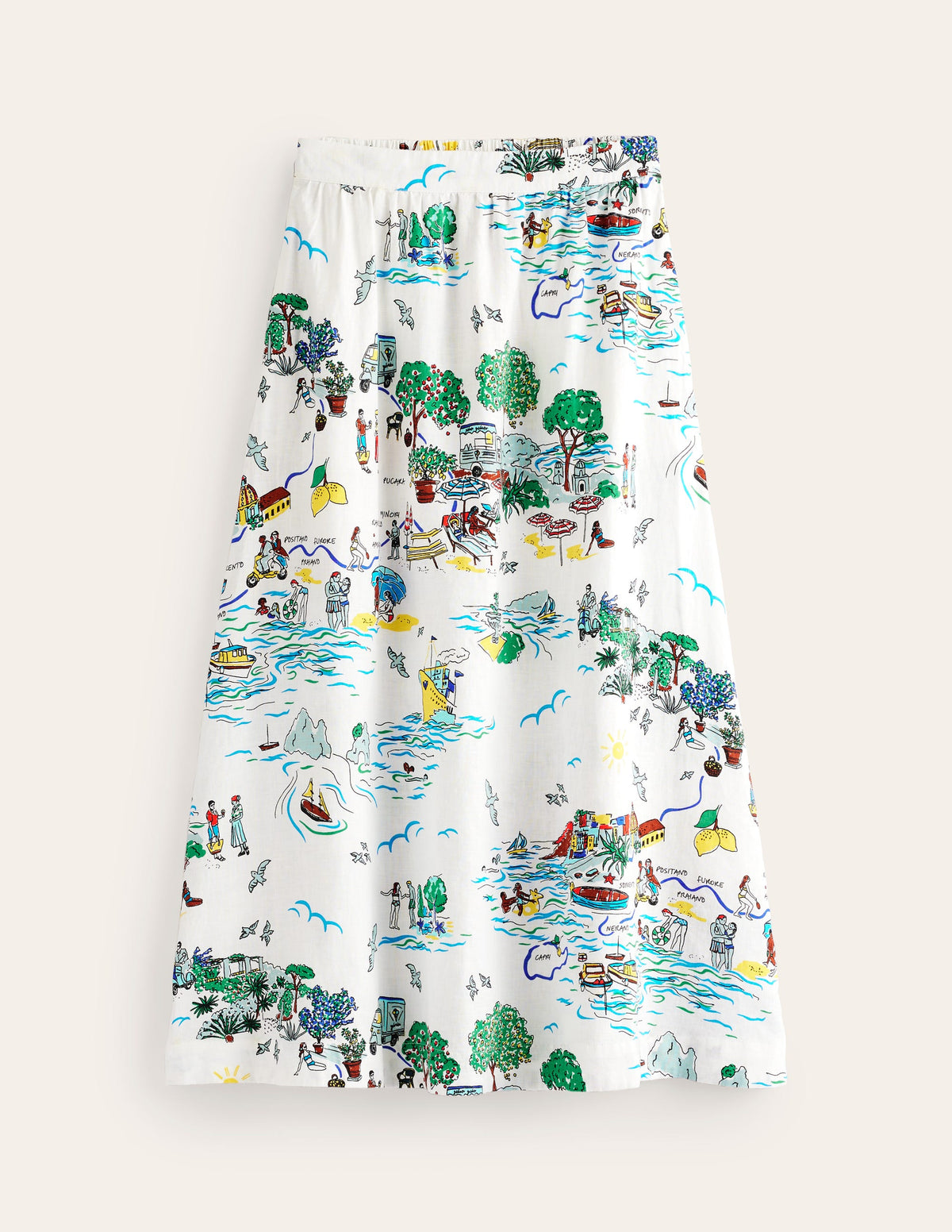 Florence Linen Midi Skirt-Ivory, Amalfi-6
