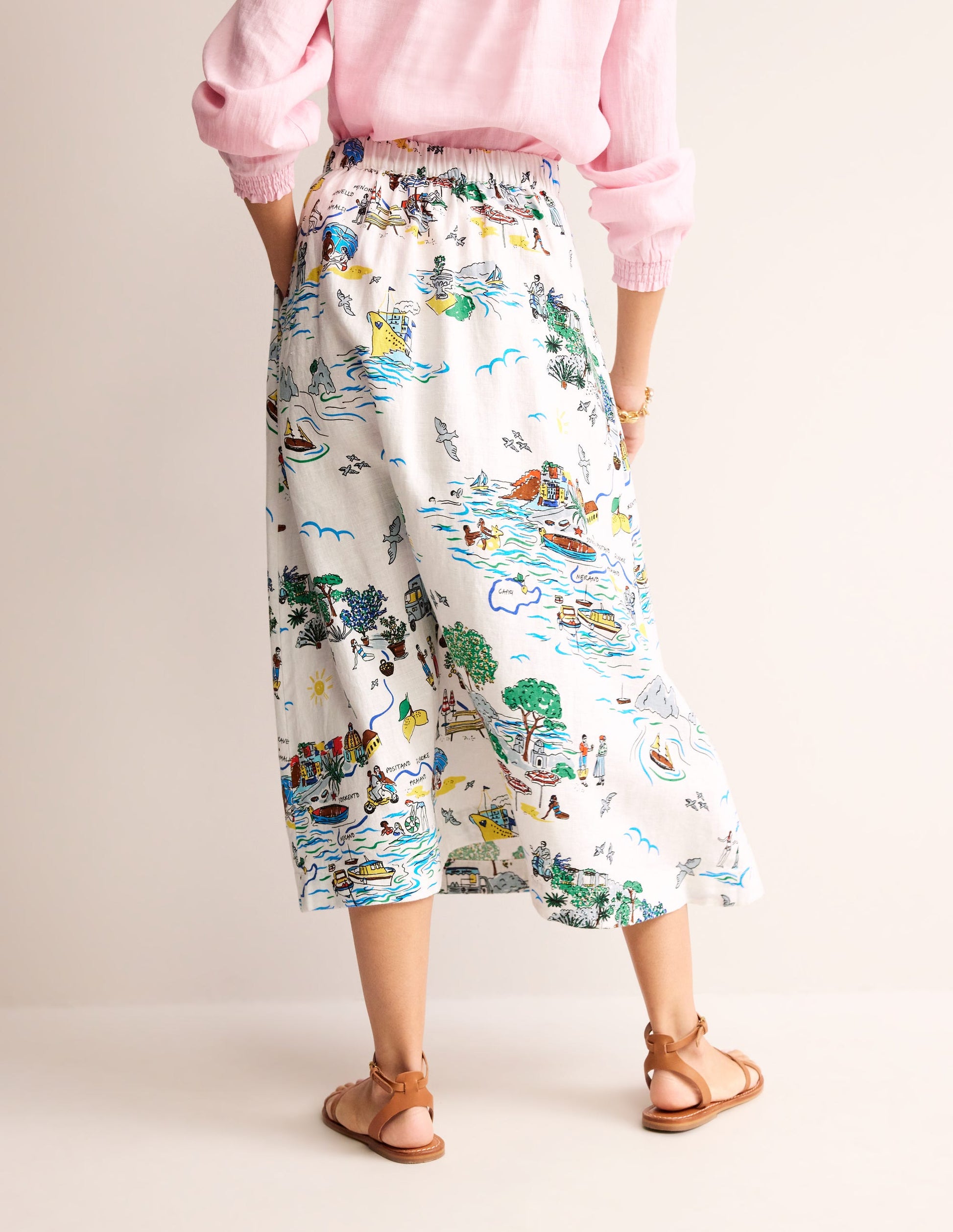 Florence Linen Midi Skirt-Ivory, Amalfi-3