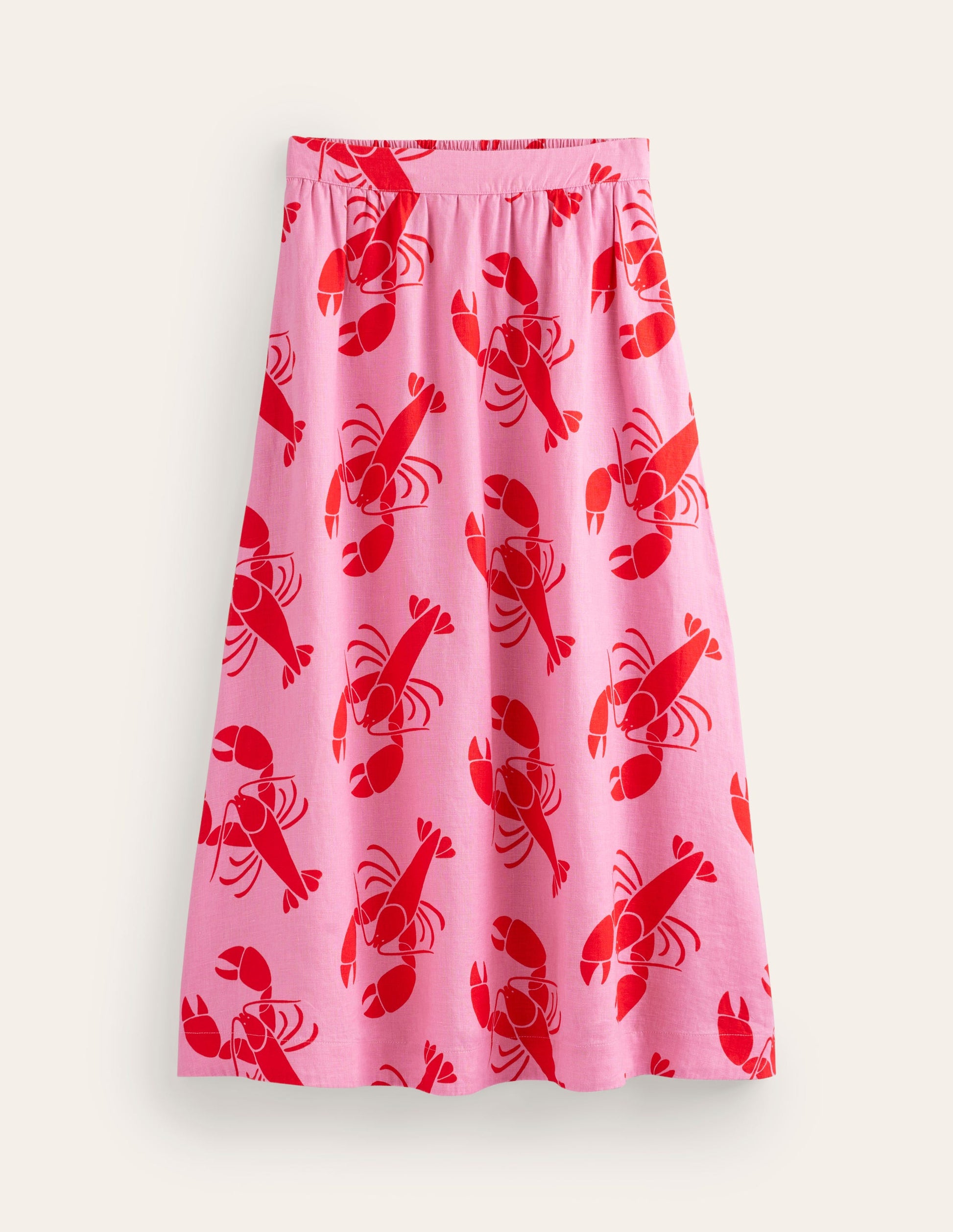 Florence Linen Midi Skirt-Cashmere Rose, Lobster-6