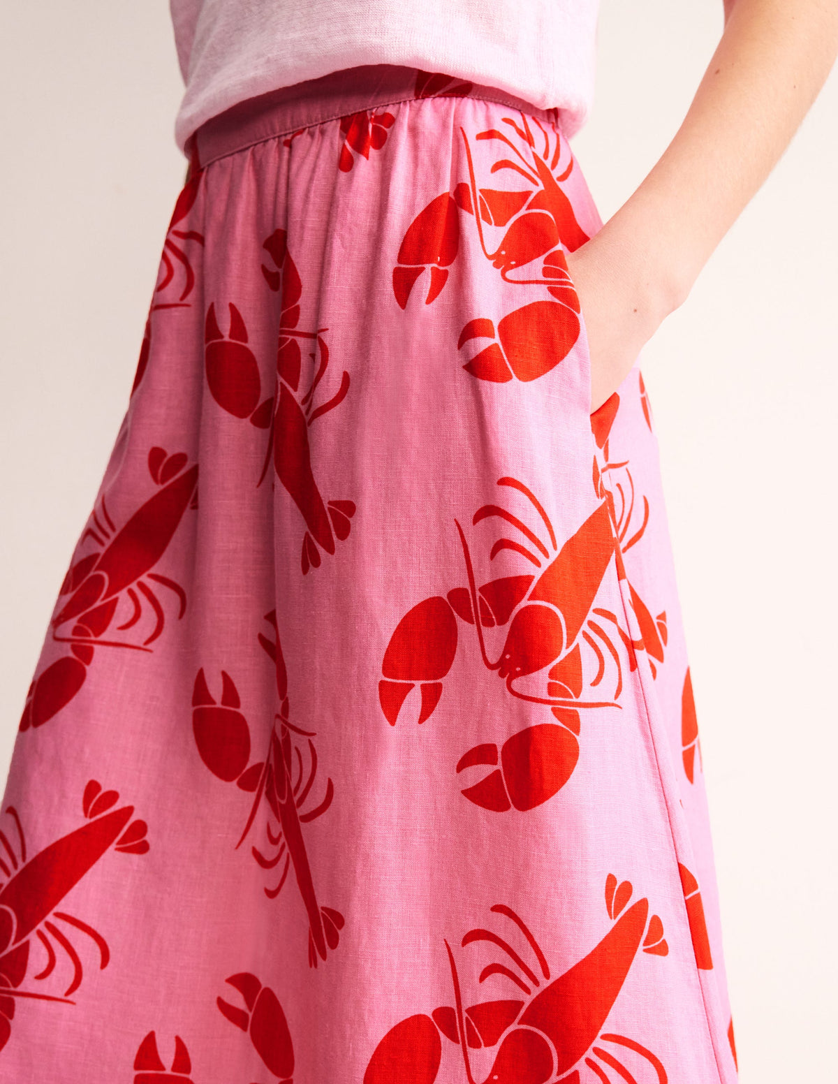Florence Linen Midi Skirt-Cashmere Rose, Lobster-2